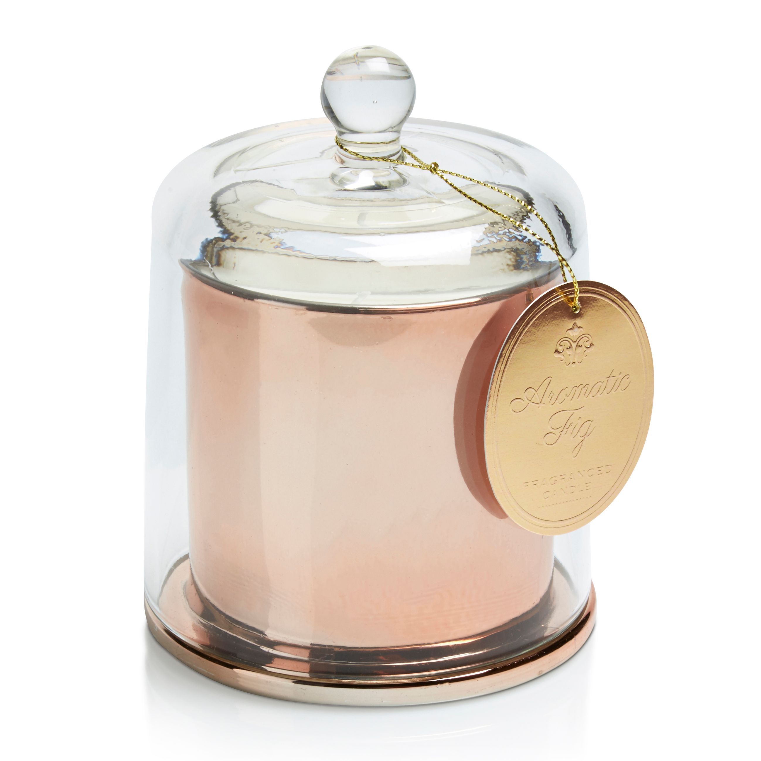 Copper effect Glass Cloche candle Departments DIY at B&Q