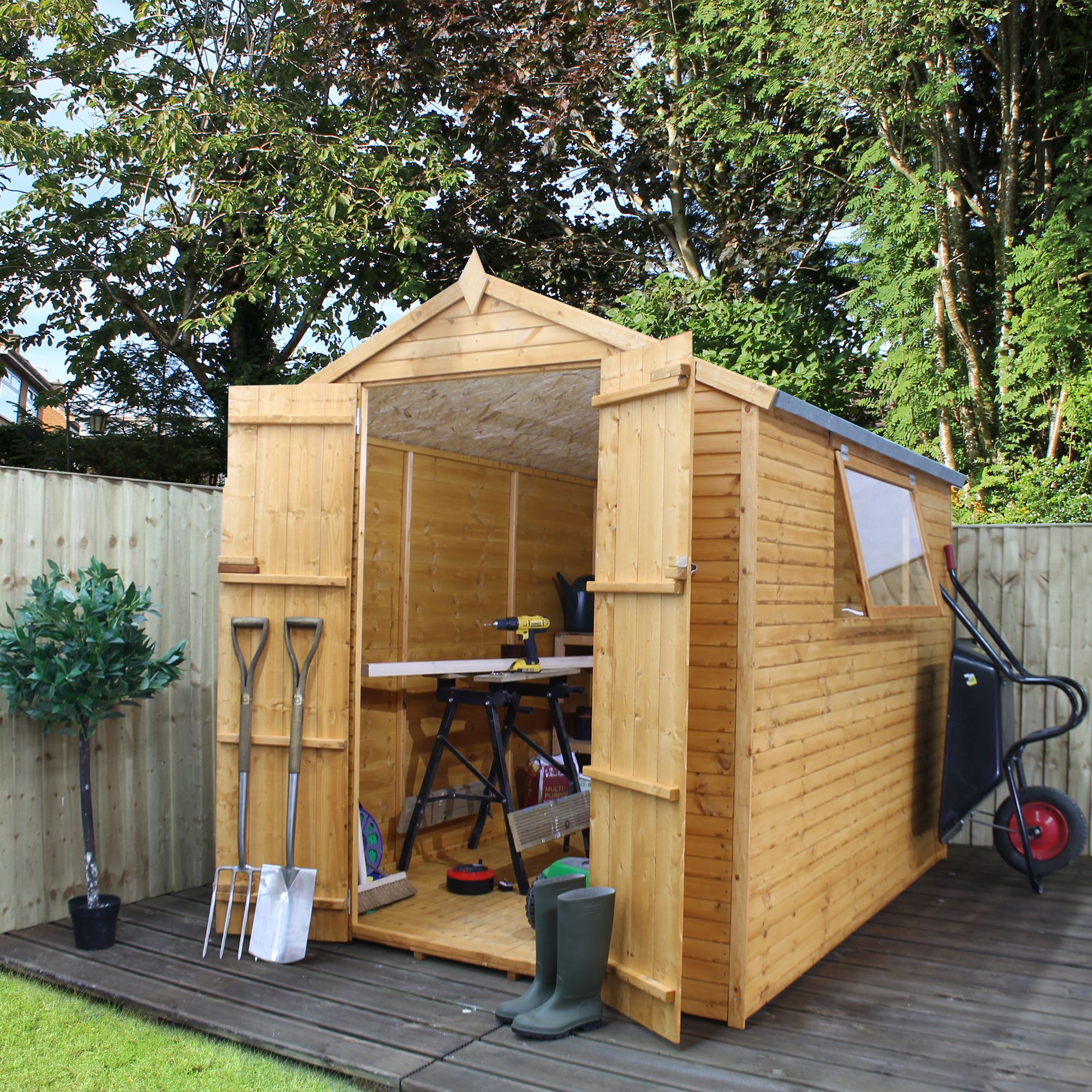 8x6 Apex Shiplap+ Wooden Shed Base included | Departments ...