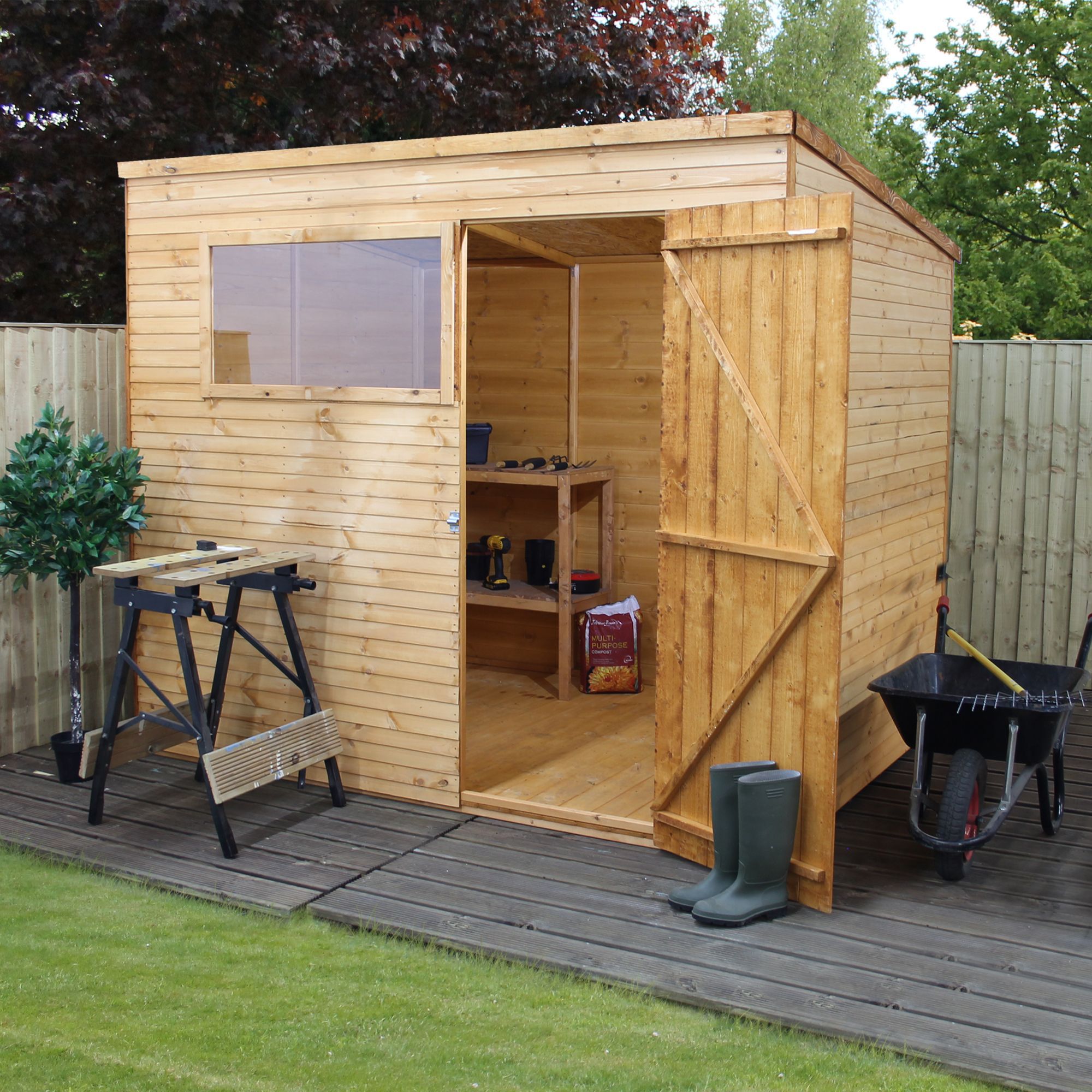 8x6 Pent Shiplap Wooden Shed Departments DIY At B Q   5029442088112 01i