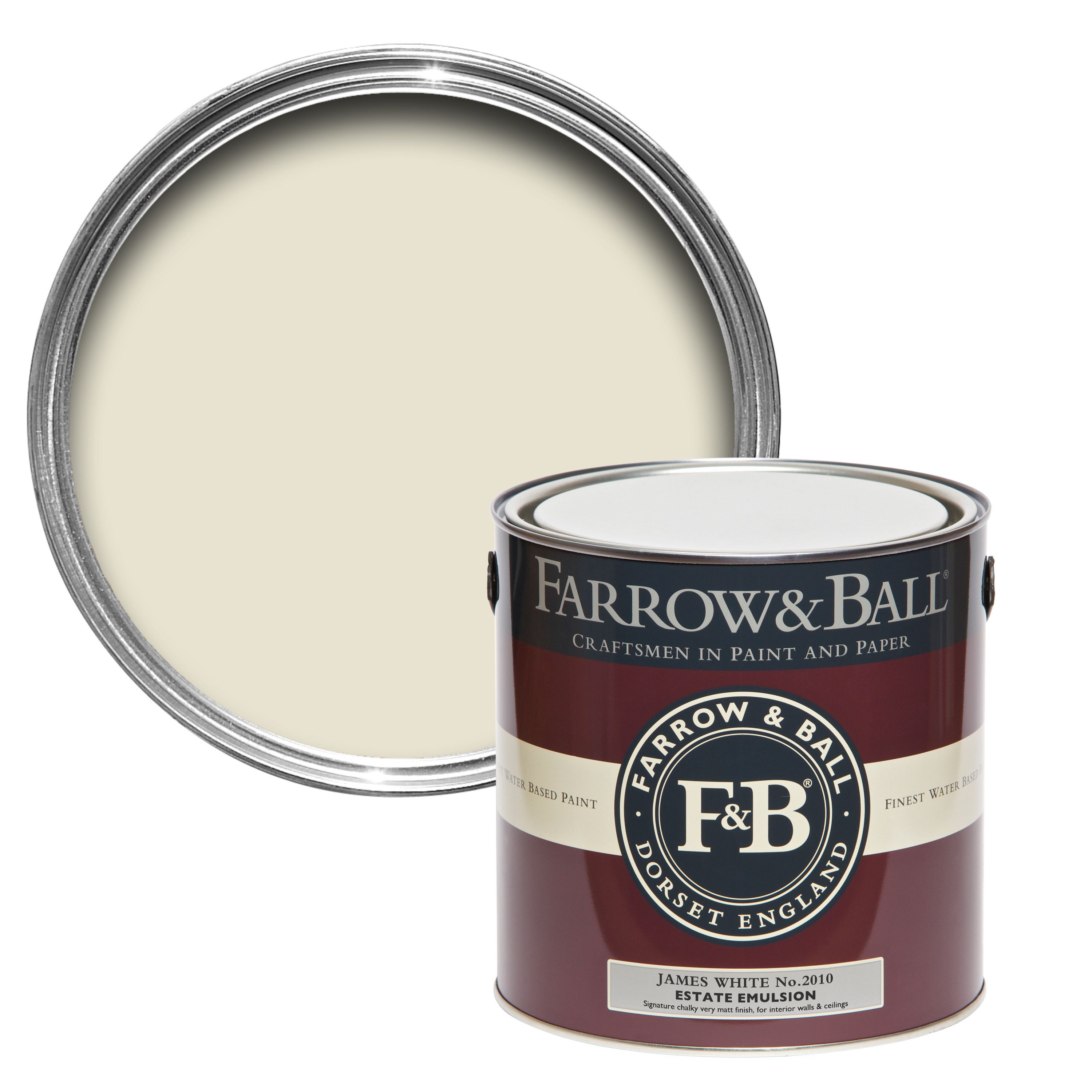 Farrow & Ball Estate James white No.2010 Matt Emulsion paint, 2.5L