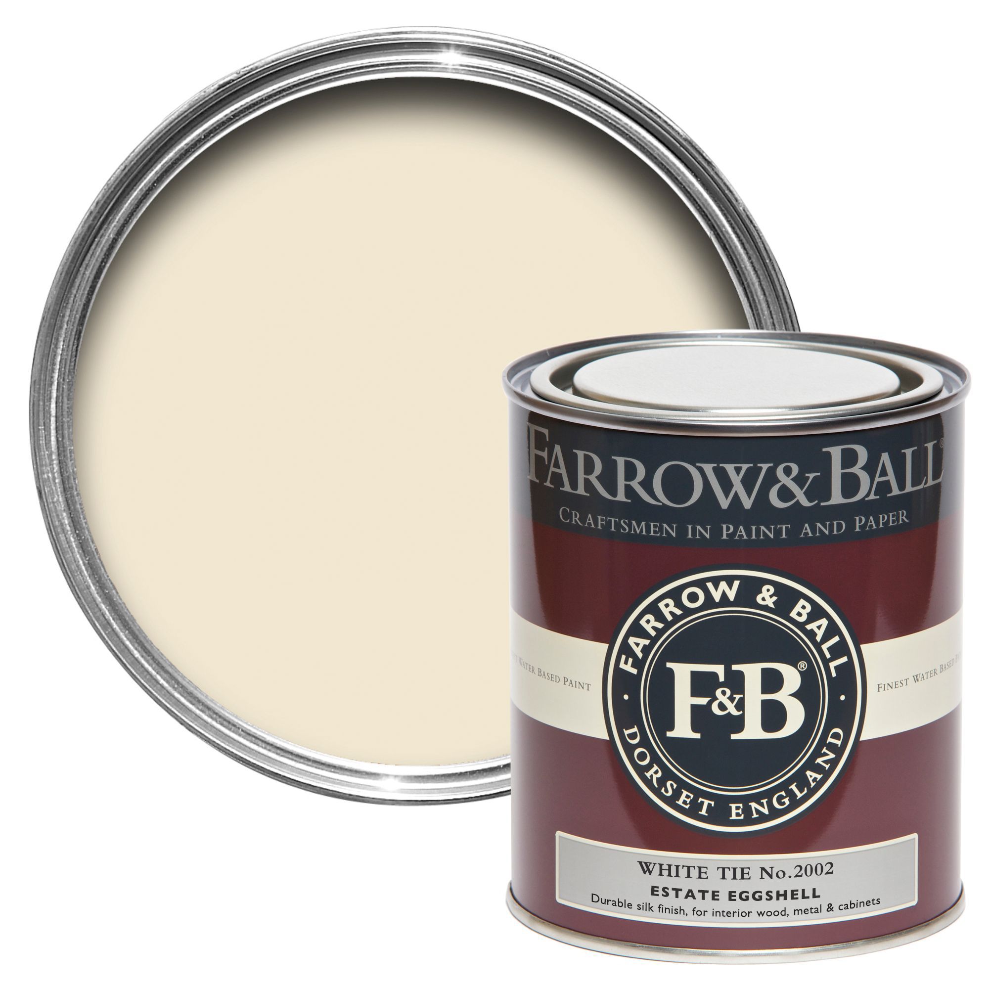 Farrow & Ball Estate Eggshell White Tie No.2002 Silk Sheen Estate ...