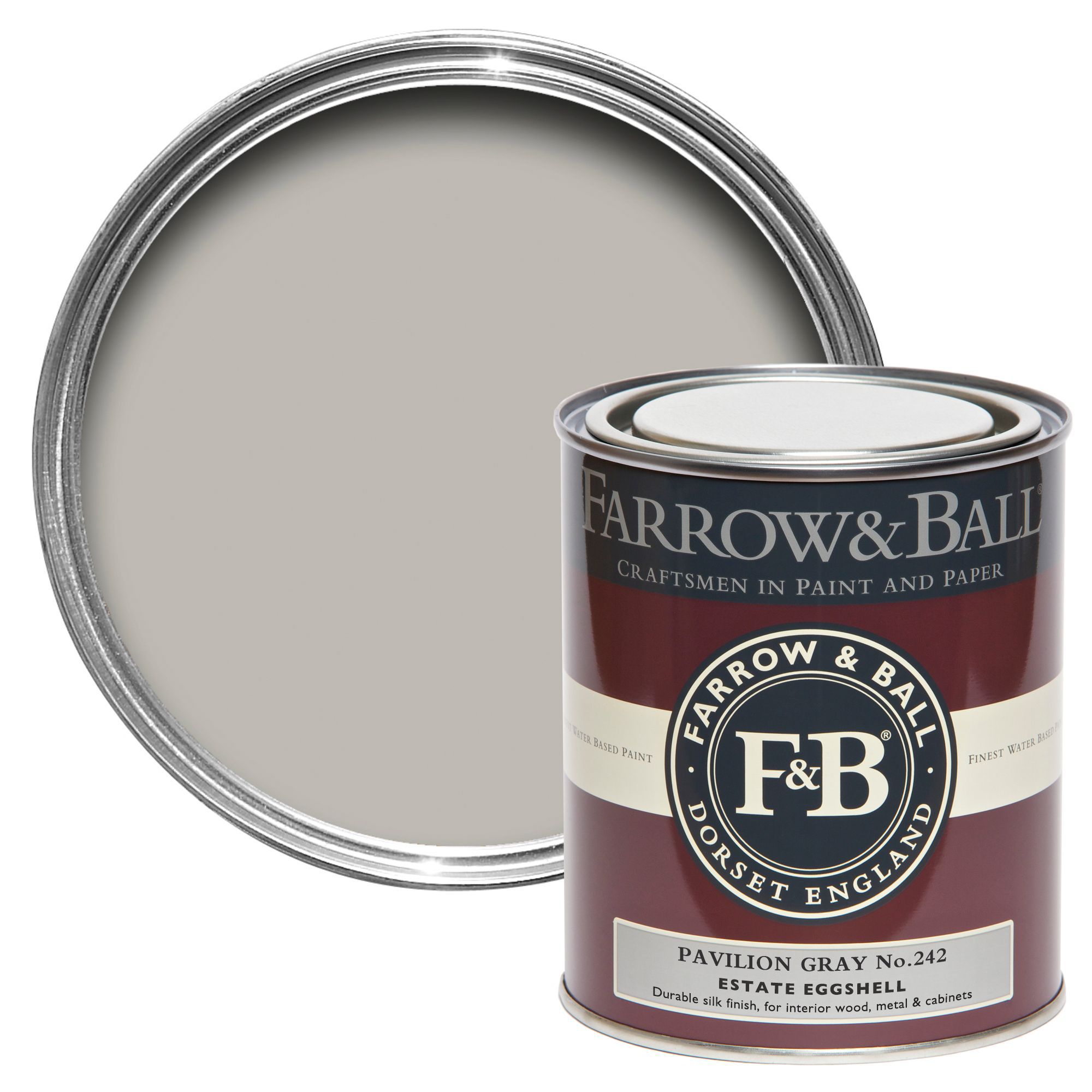 Farrow & Ball Estate Eggshell Pavilion Gray No.242 Silk Sheen Estate