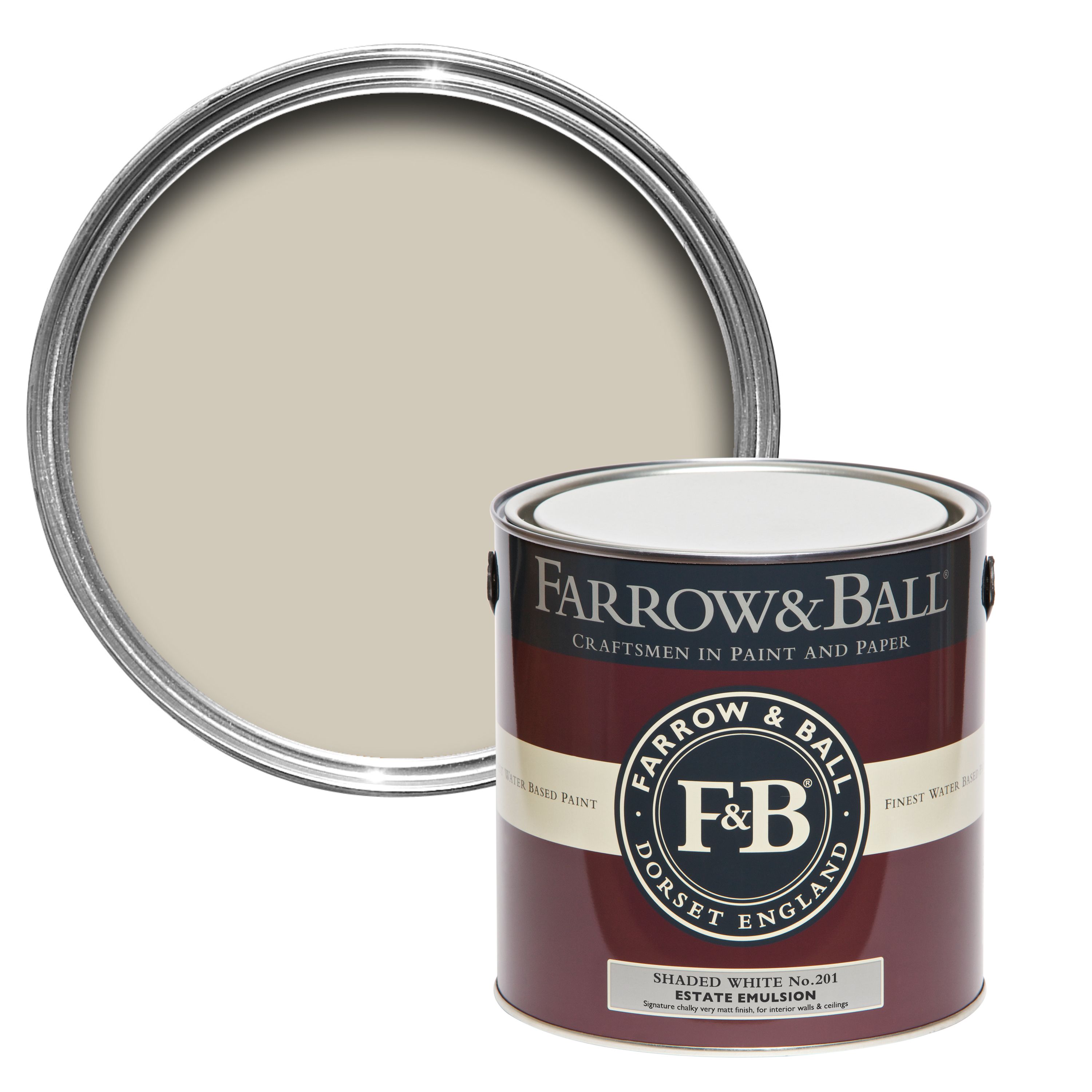 Farrow & Ball Shaded White no.201 Matt Estate emulsion paint 2.5L