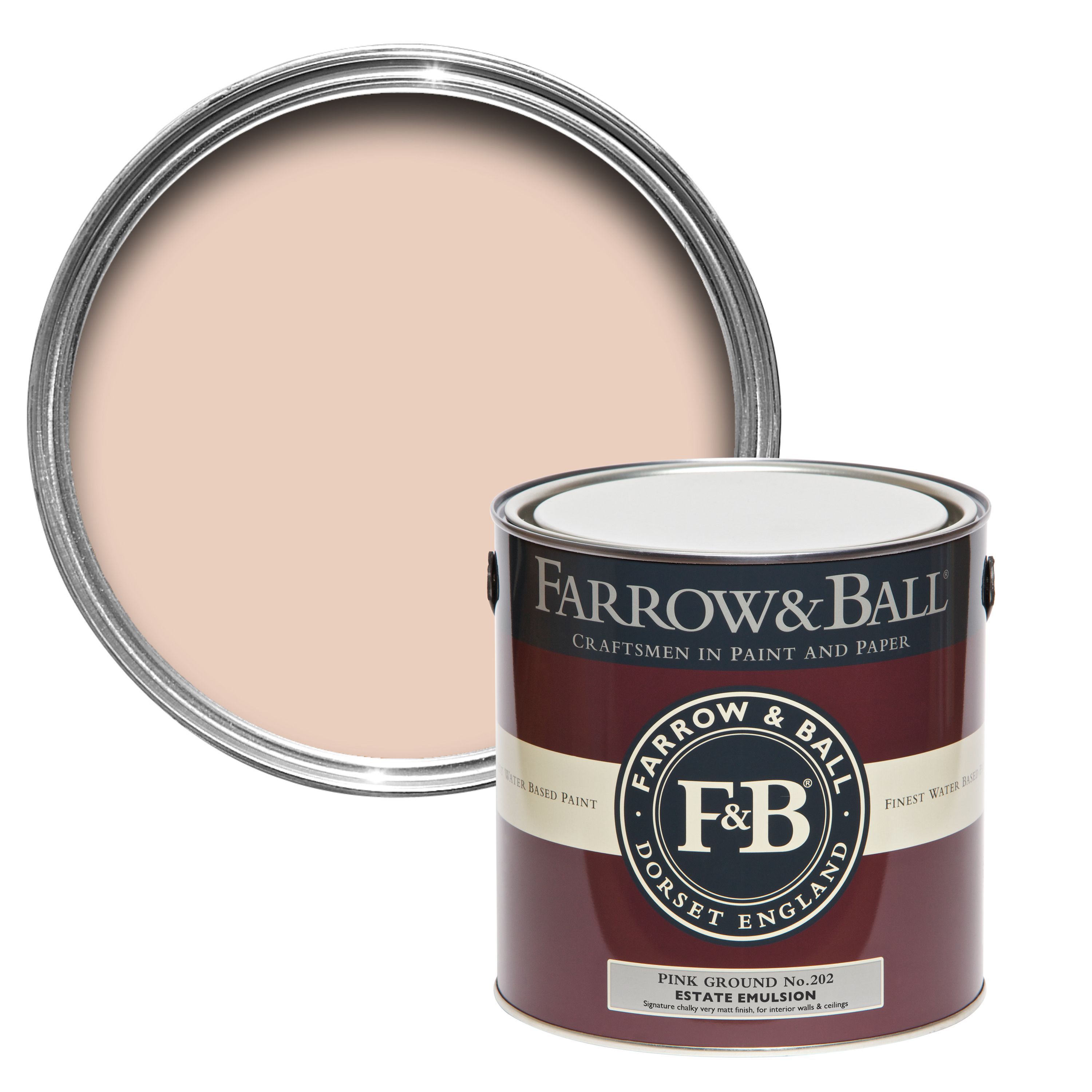 Farrow Ball Estate Pink Ground No 202 Matt Emulsion Paint 2 5L   5029496880229 02c Bq