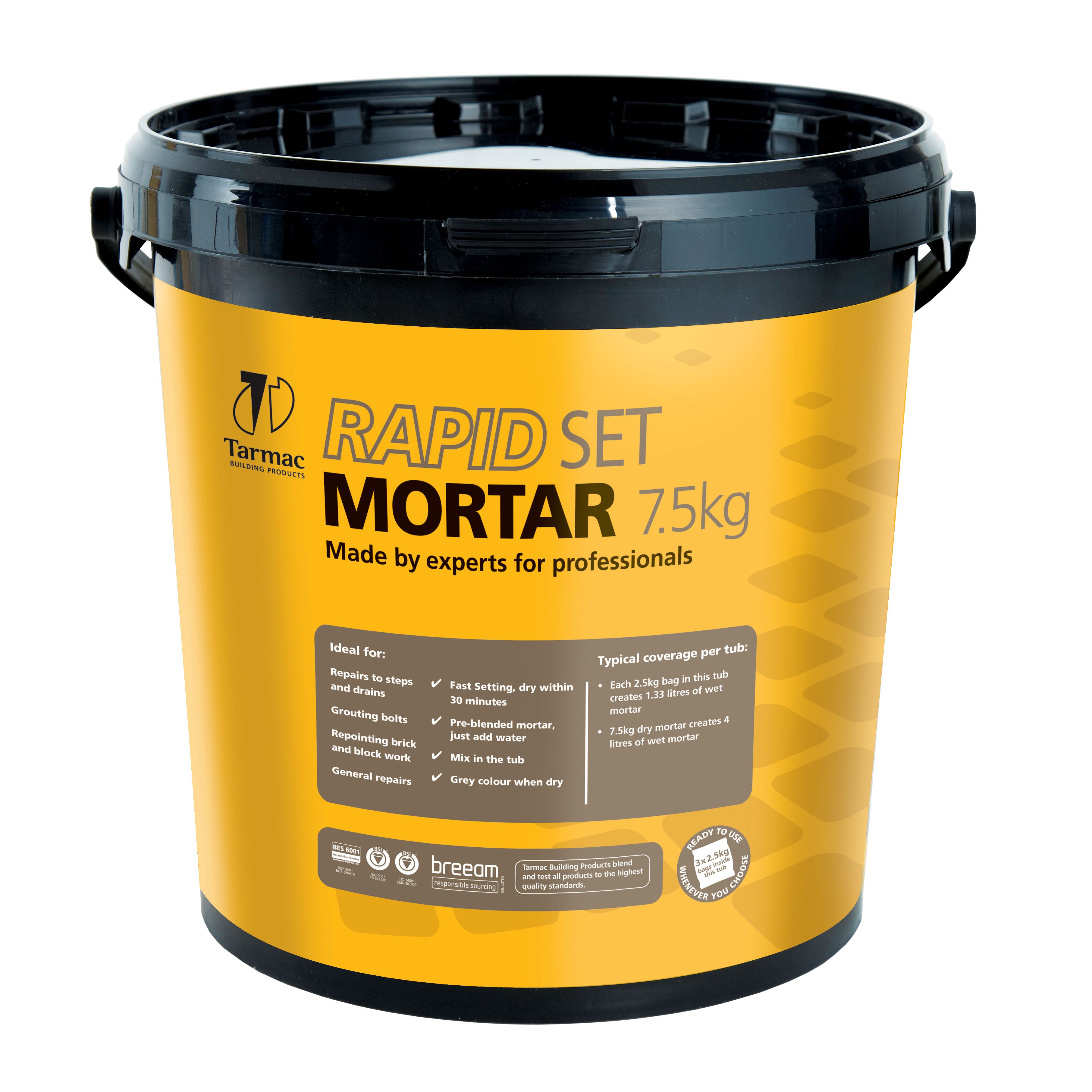 Tarmac Rapid set Ready mixed Mortar, 7.5kg Tub | Departments | DIY at B&Q