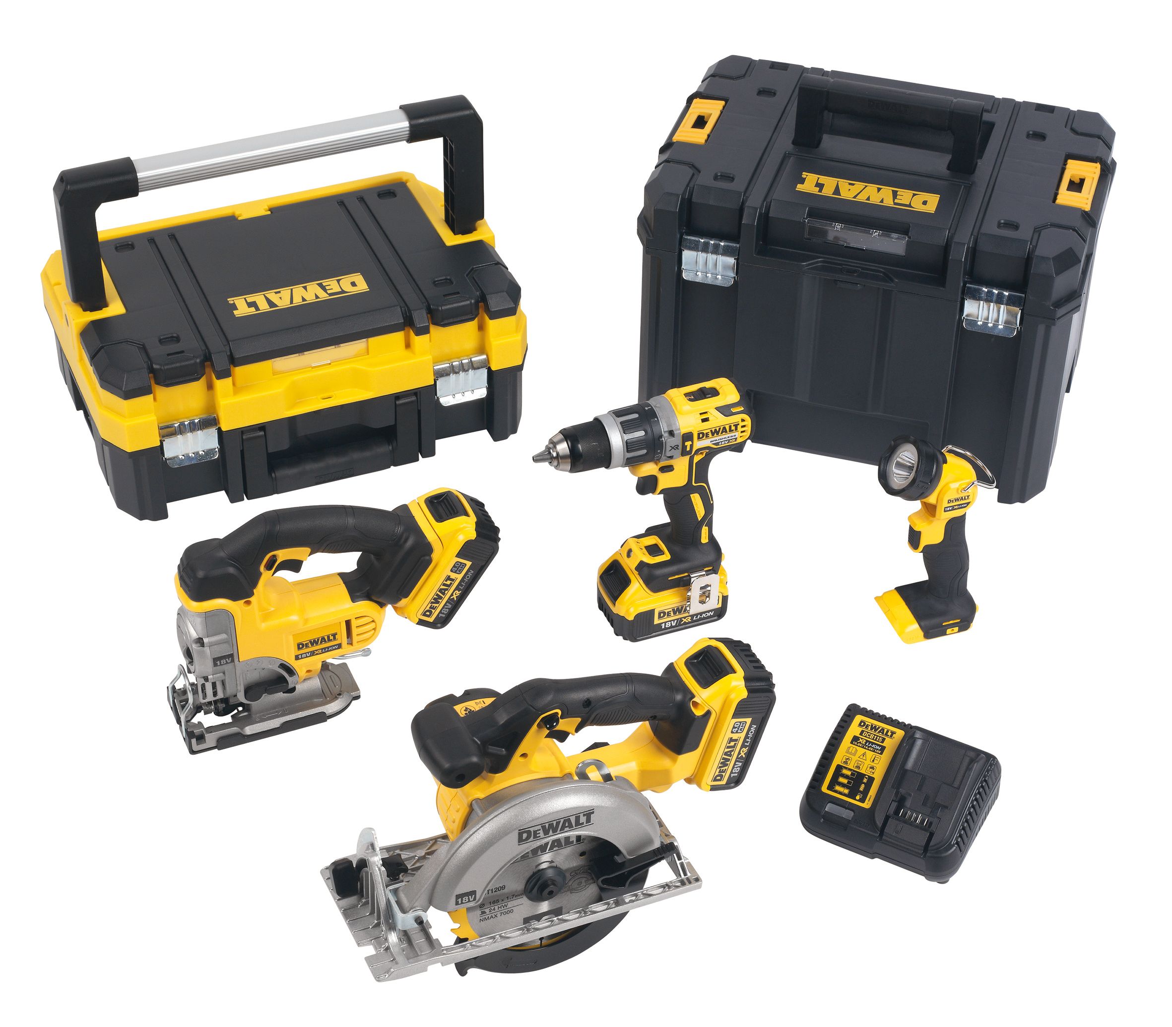 Dewalt Xr 18v 4ah Li Ion Cordless 4 Piece Power Tool Kit Dck457m3t Gb