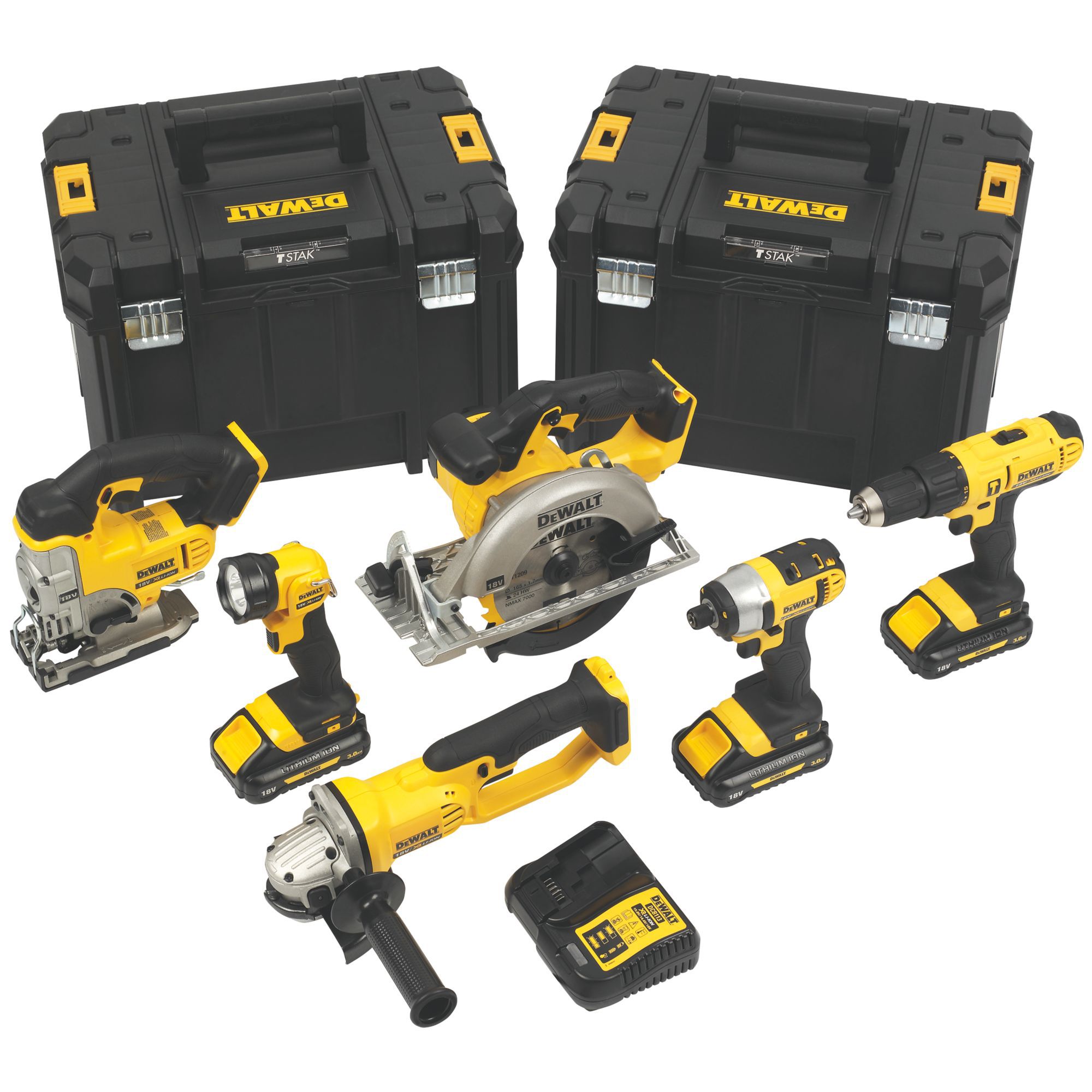 DeWalt Titan 18V 3Ah Li-ion Cordless 6 piece Power tool kit DCK677L3T ...