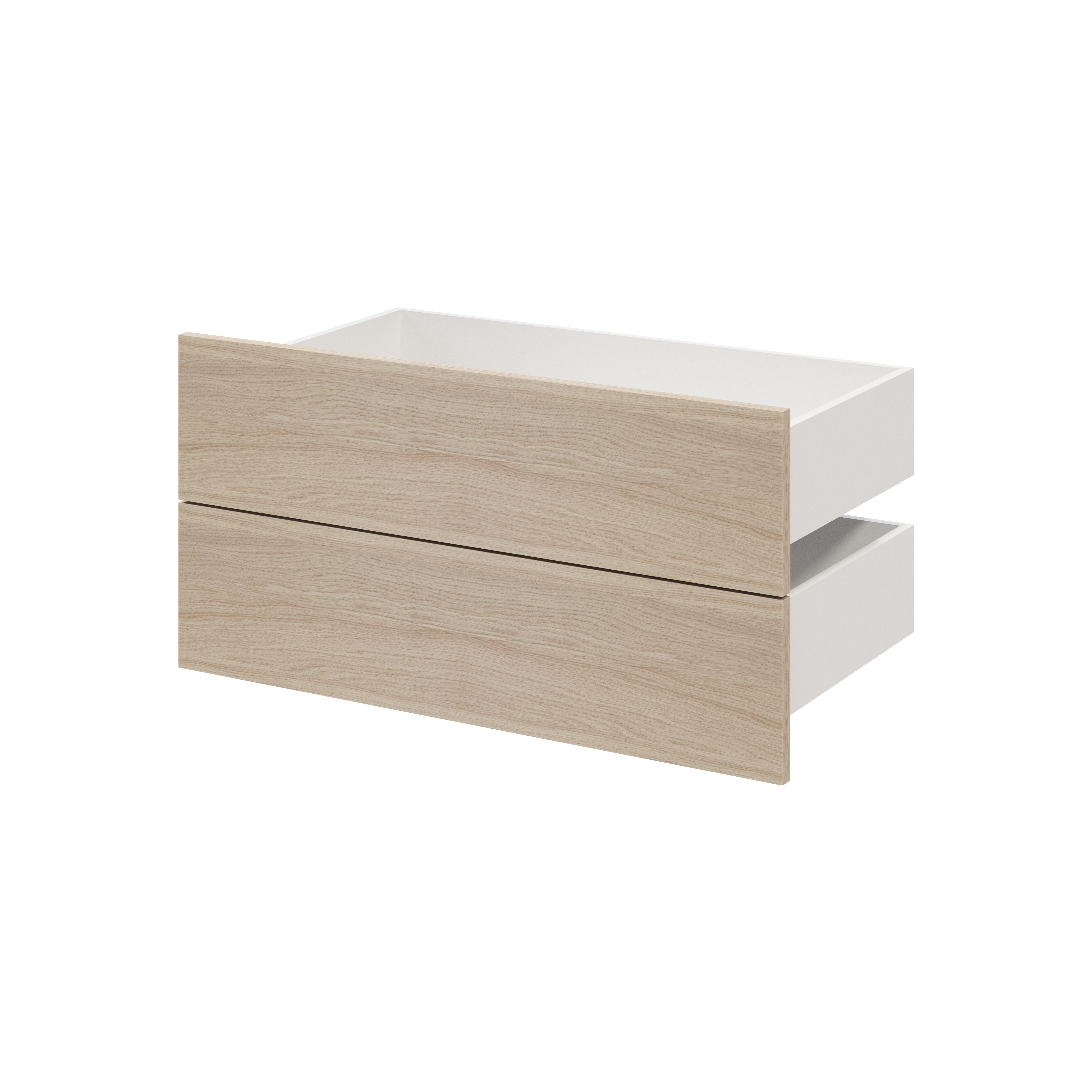 GoodHome Atomia Matt oak effect Slab External Drawer (H)184.5mm (W)747mm (D)390mm, Set of 2