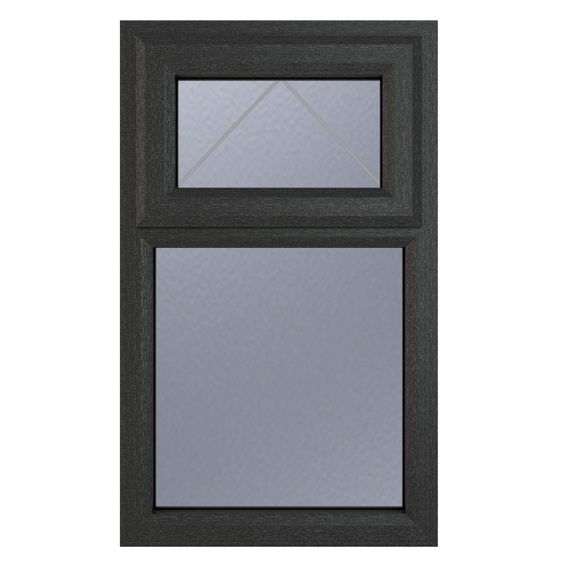 GoodHome Obscure Stippolyte Double Glazed Grey UPVC Top Hung Window, (H ...