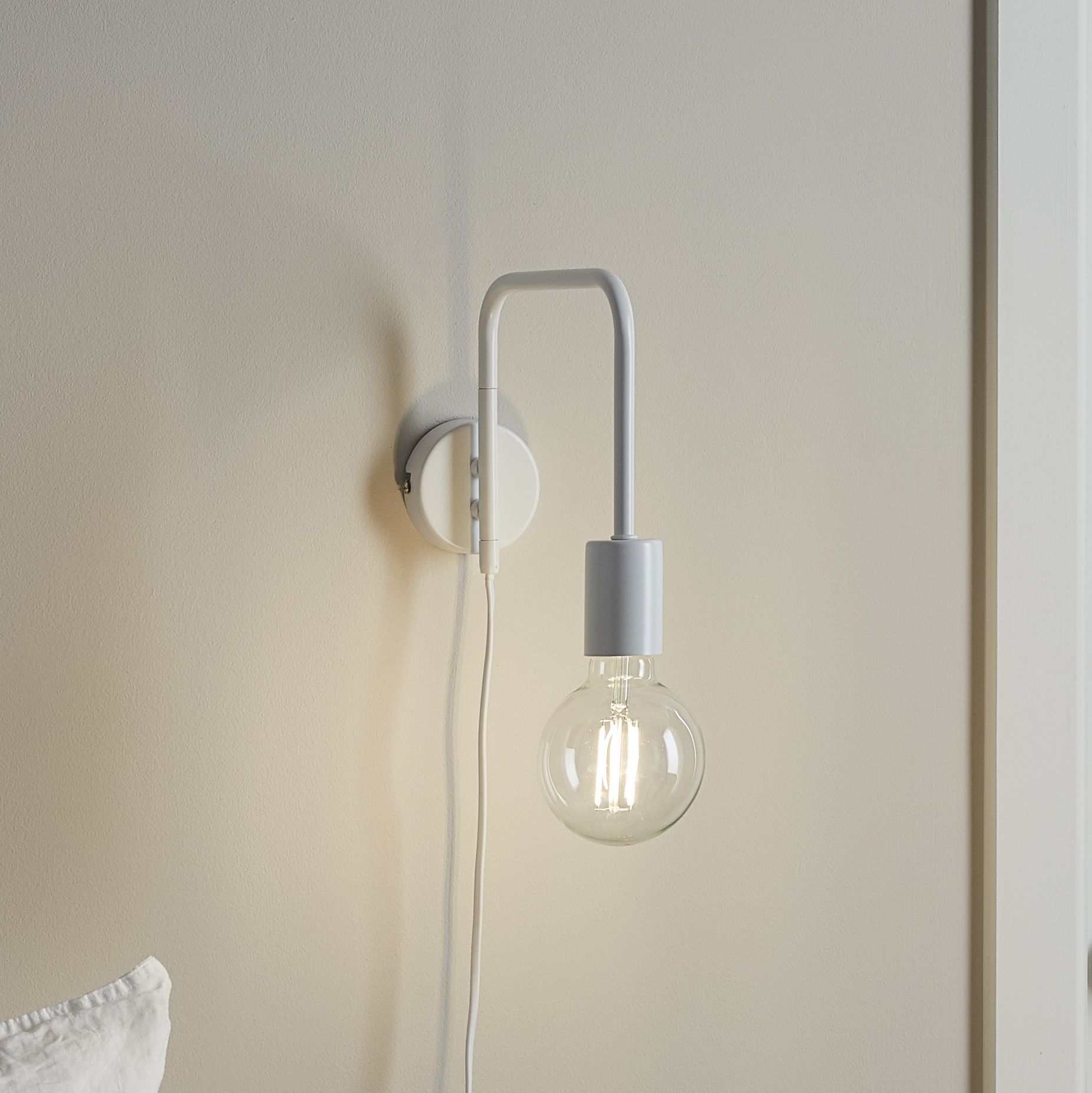 Ghlin Matt White Plugin Wall light Departments DIY at B&Q