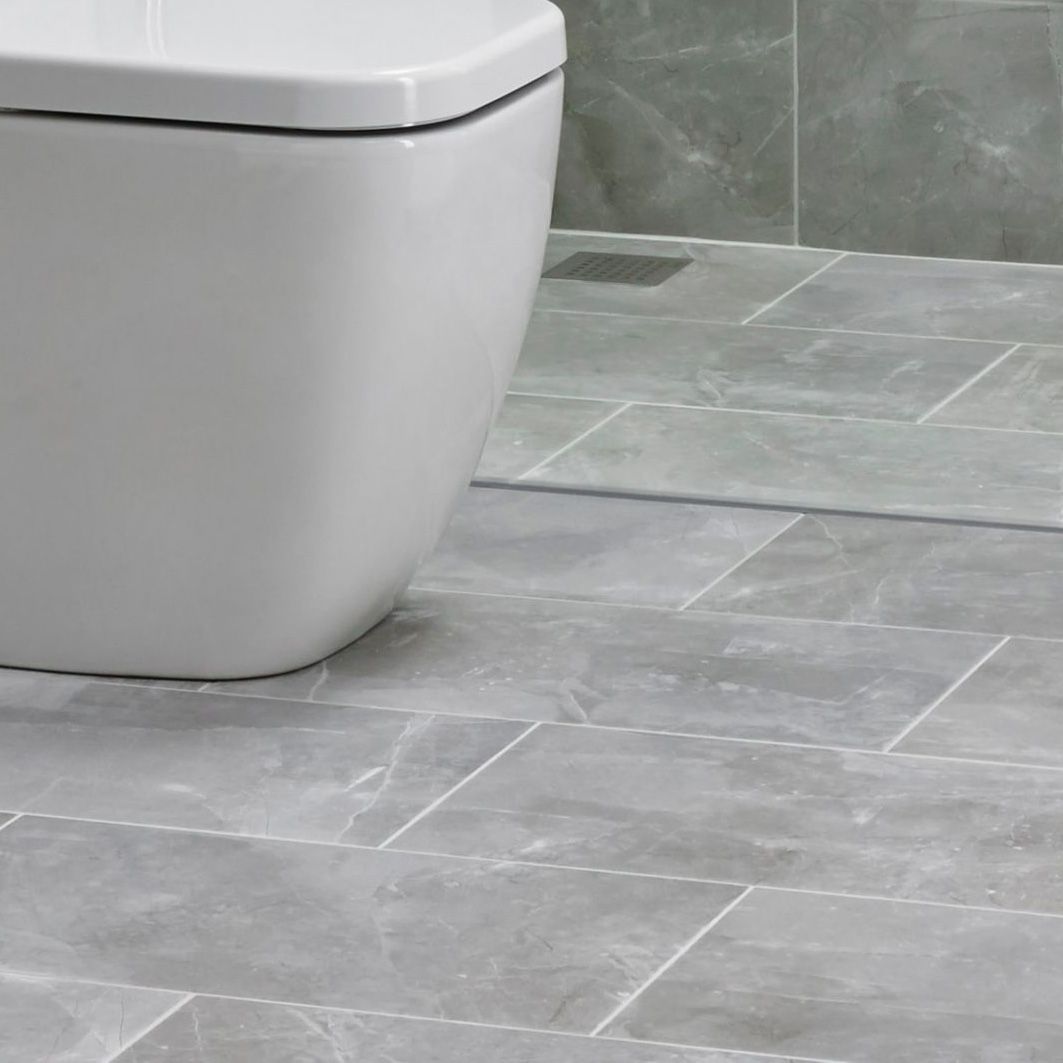Arlington Silver Matt Marble effect Ceramic Wall & floor tile, Pack of