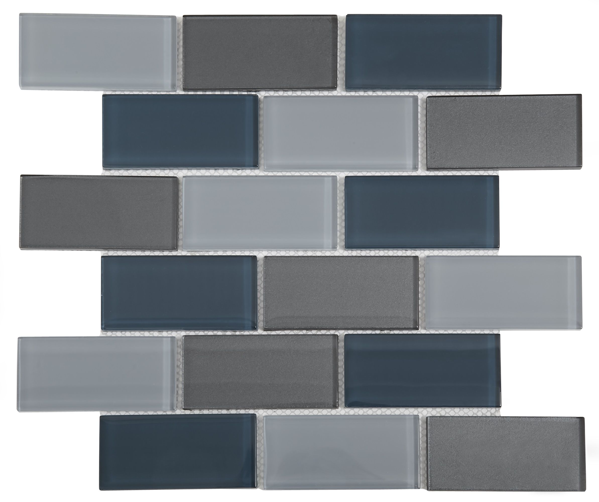Lofthouse Petrol grey Glass Mosaic tile, (L)300mm (W)300mm