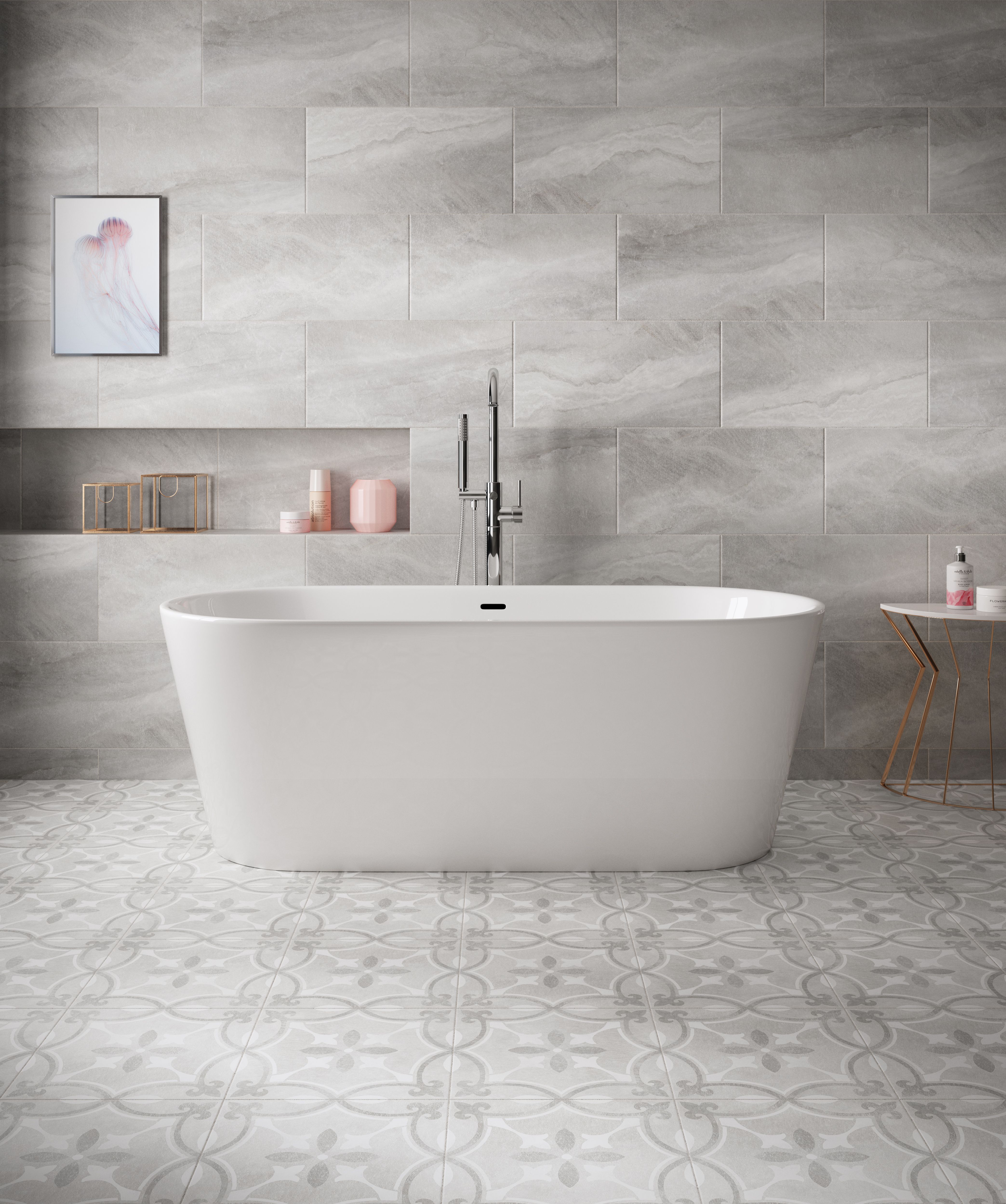 Perla Stone Ceramic Wall & floor tile, Pack of 6, (L)598mm (W)298mm