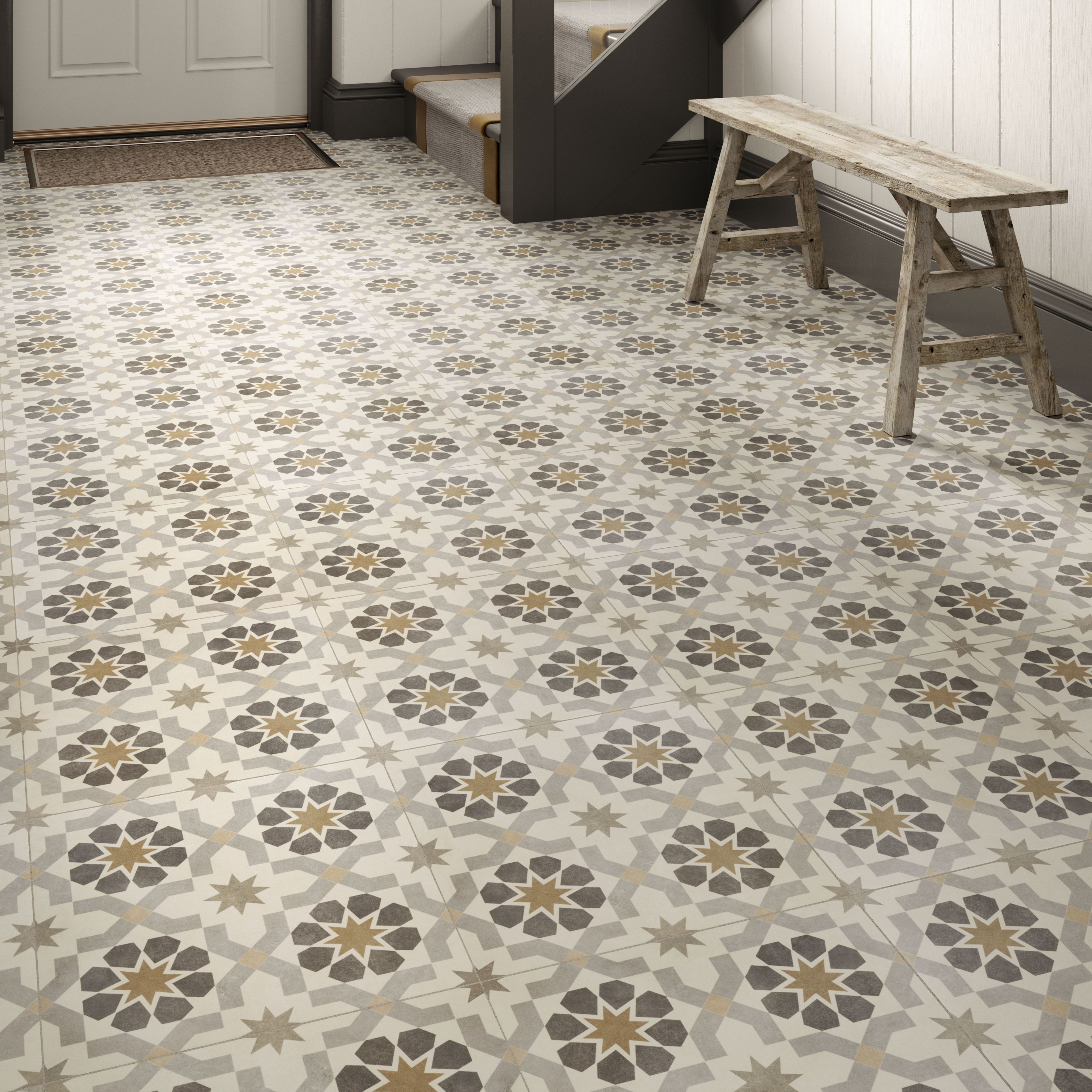 Multicolour Matt Ceramic Wall Floor Tile Pack Of 9 L 331mm W