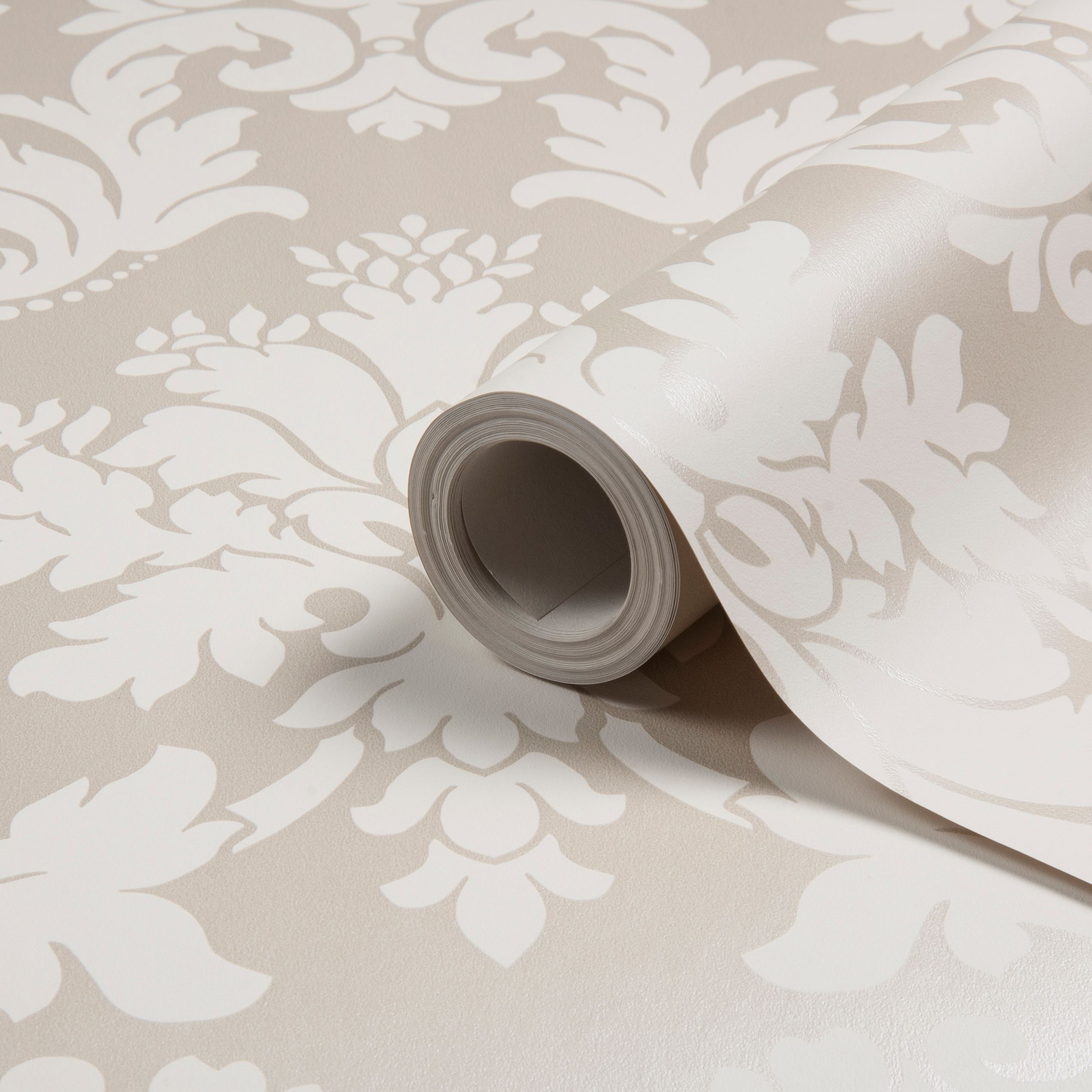 Arthouse Opera Byron Beige Damask Wallpaper Clearance DIY at B&Q