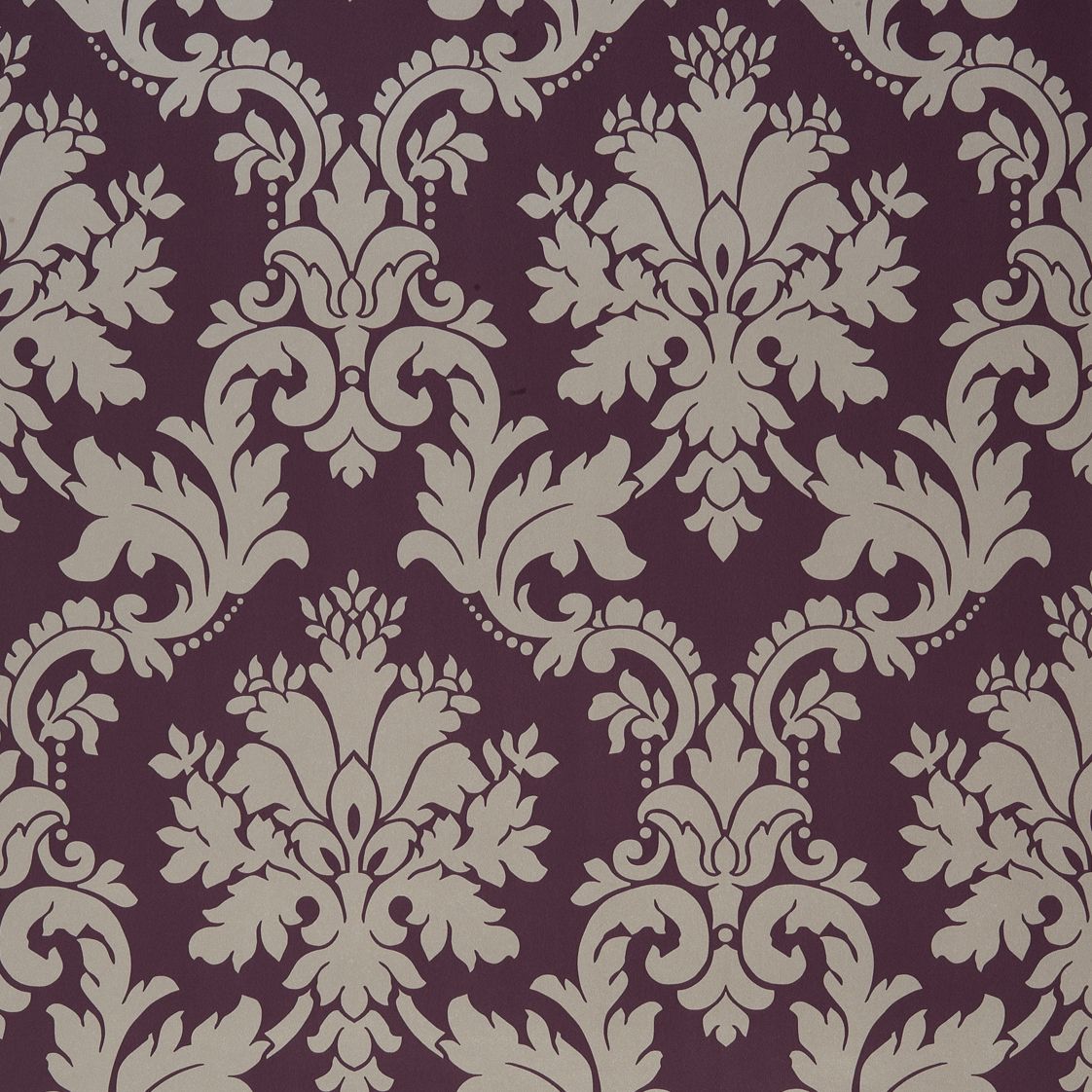 Arthouse Opera Byron Grey &amp; Plum Damask Wallpaper ...