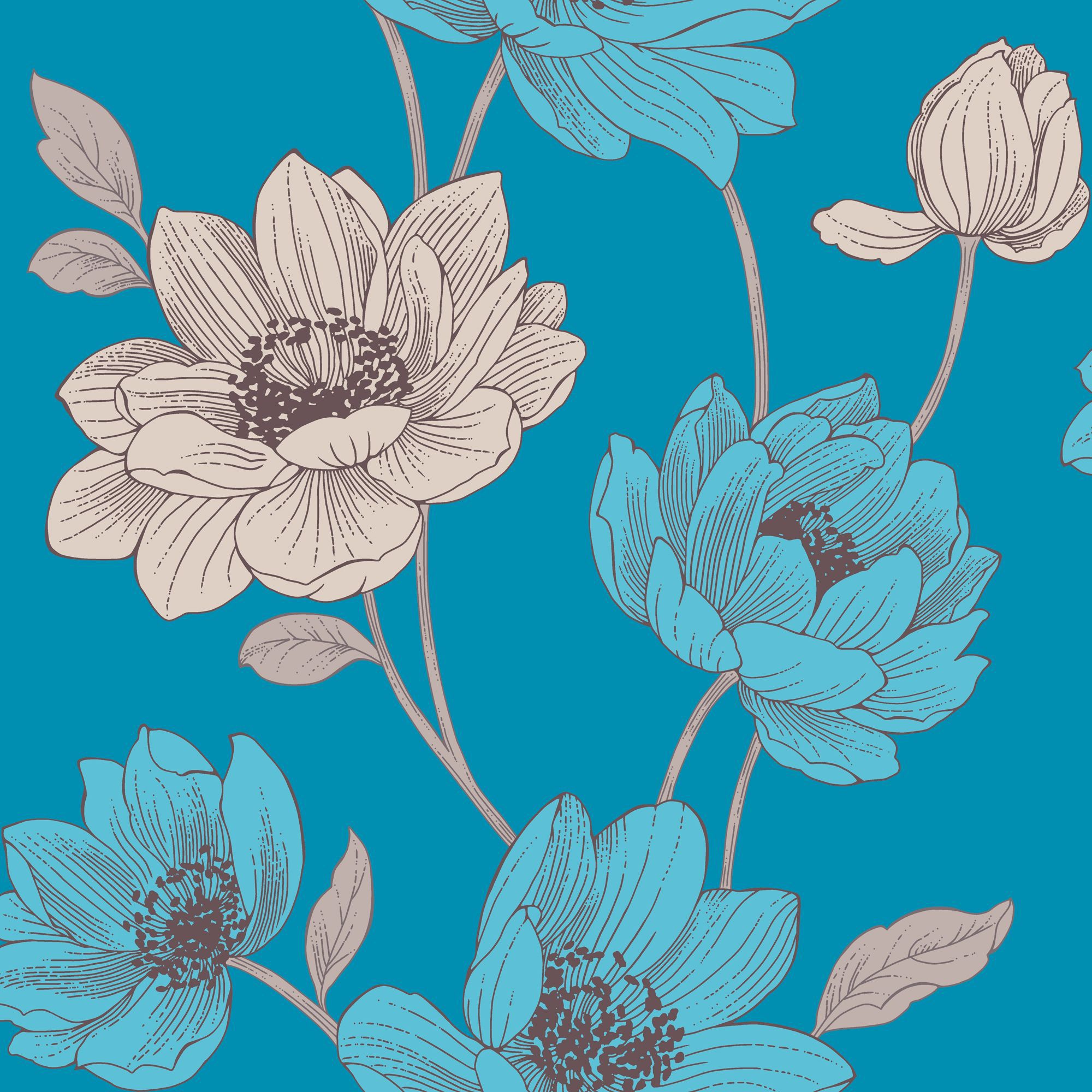 Sophie Conran Bohemia Teal Floral Wallpaper | Departments | DIY at B&Q