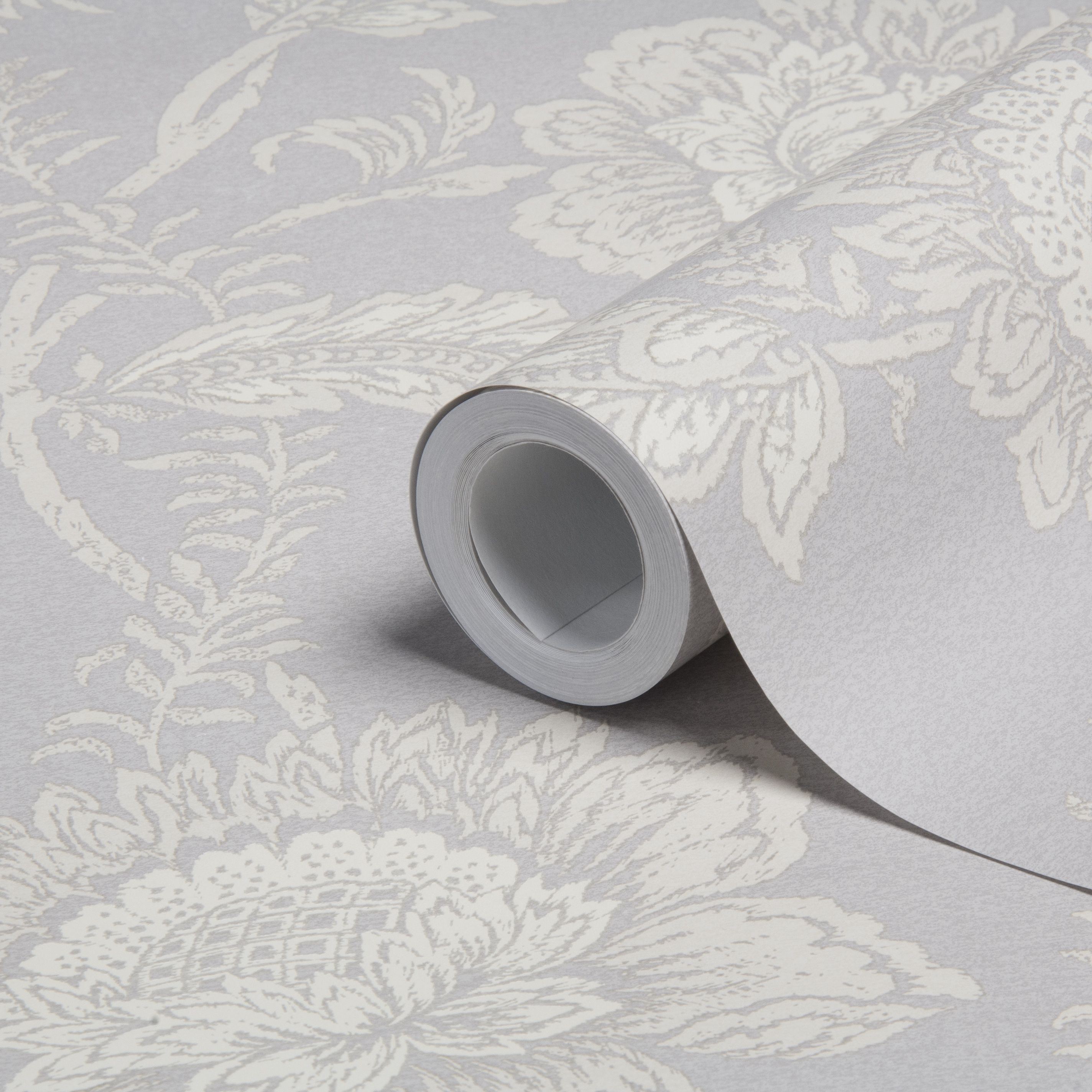 Unlimited Cabaletta Grey Floral Wallpaper Departments DIY at B&Q