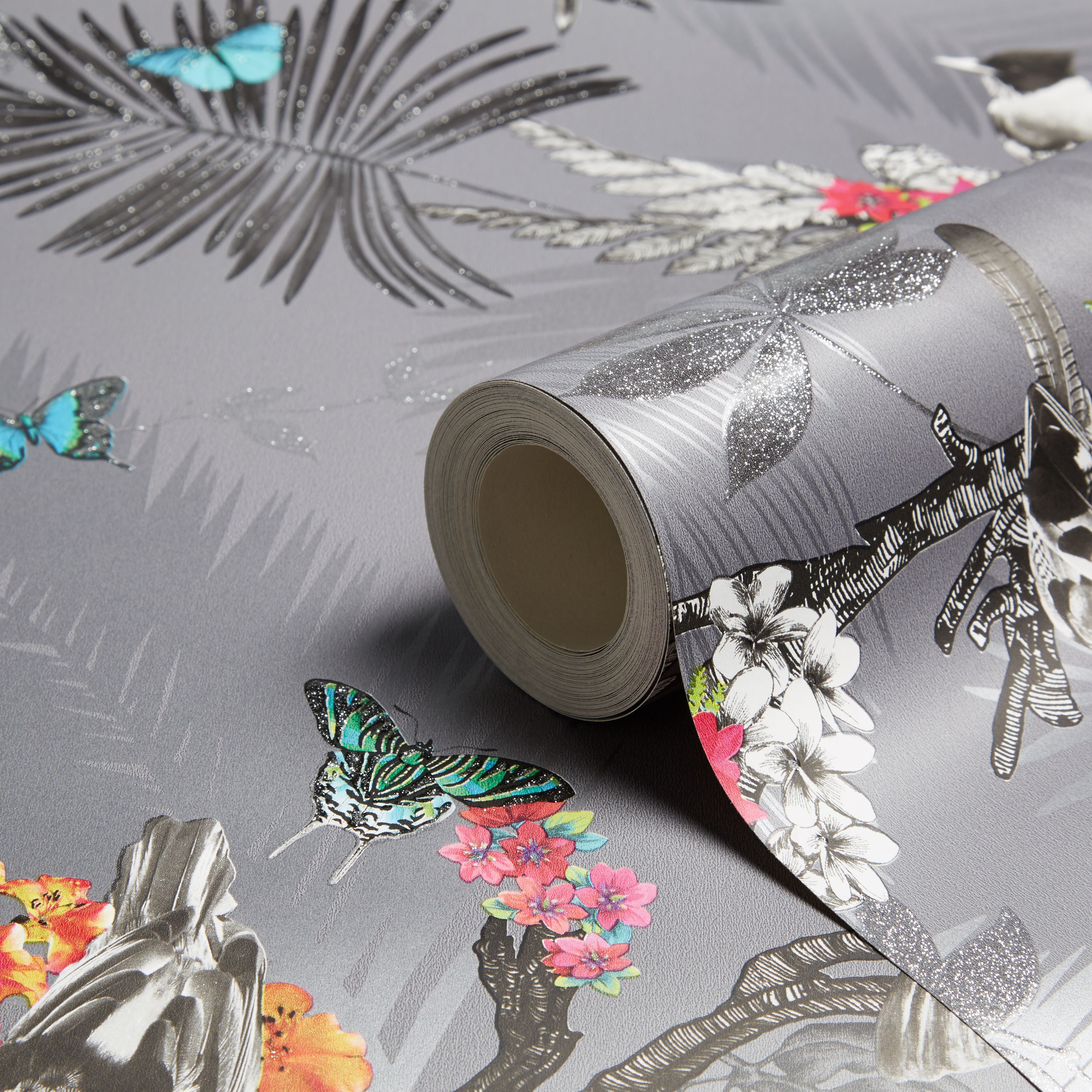 Diy Materials Arthouse Mystic Forest Tropical Leaf Floral Wallpaper Sliver Glitter Flowers Kisetsu System Co Jp