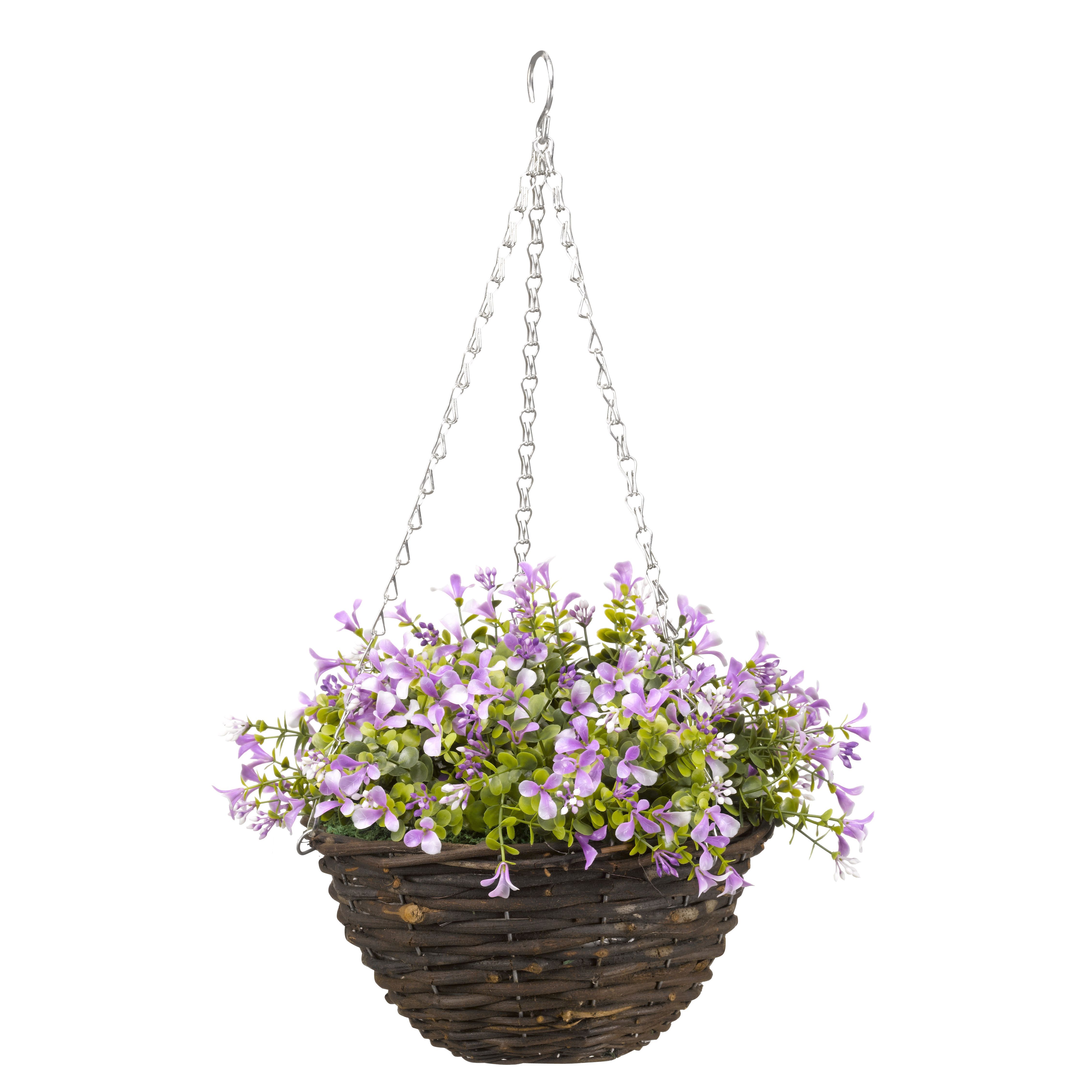 Smart Garden Purple Pansy artificial Hanging basket, 25cm Departments