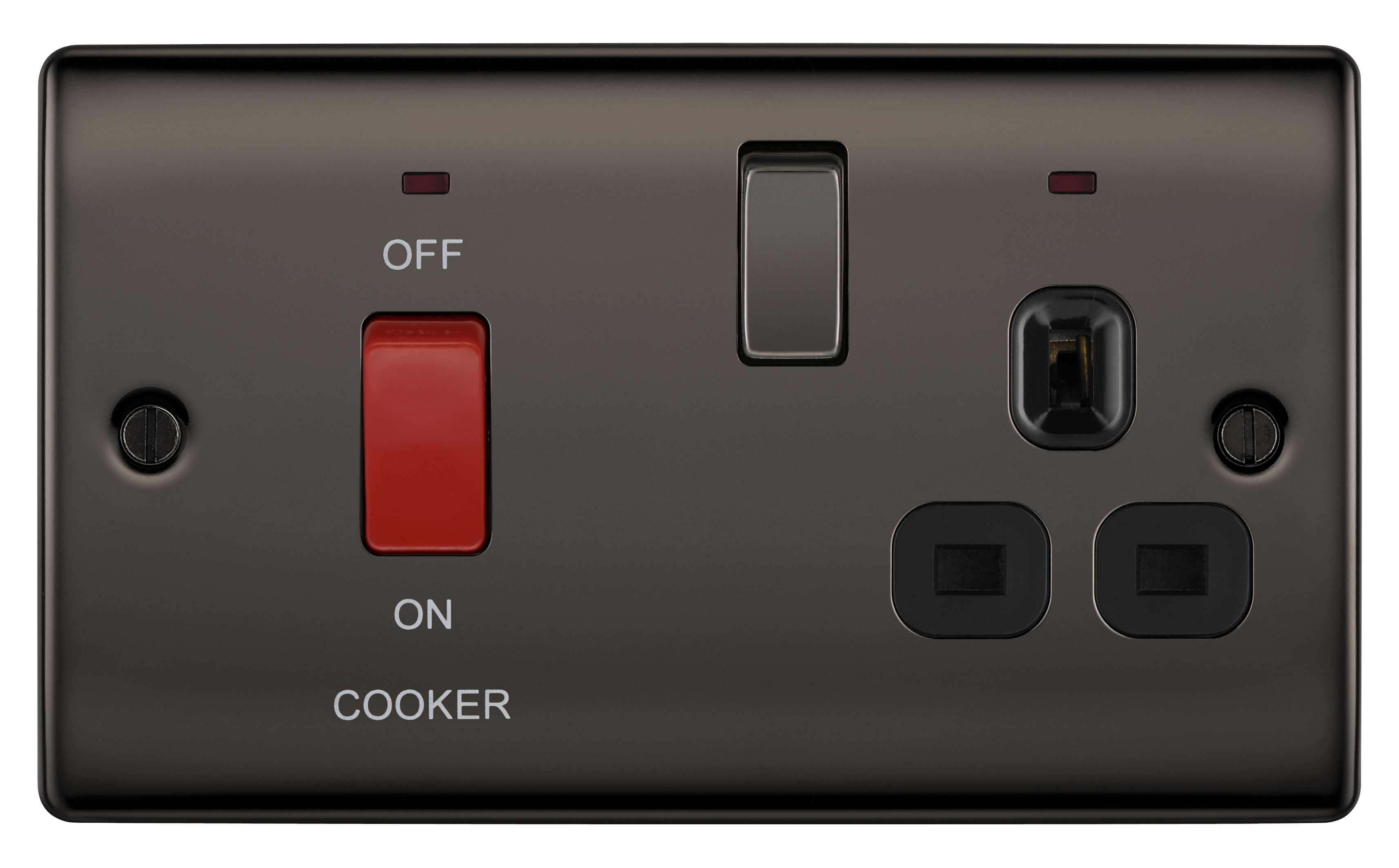 British General 45A Black Nickel effect Double Switched Cooker switch