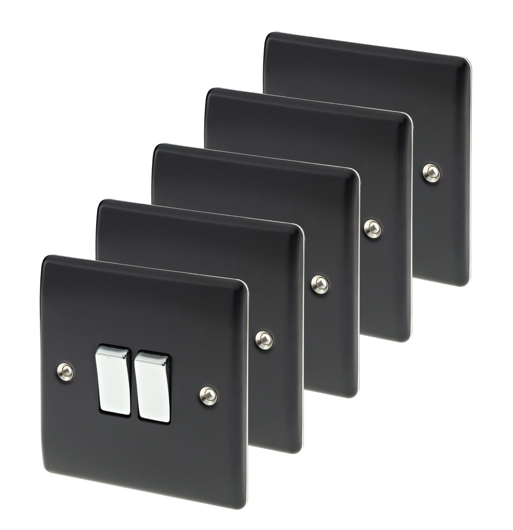 British General 10A 2-Way Double Graphite Black Light Switch, Pack of 5