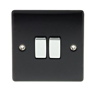 British General Black 10A 2 Way Raised Light Switch, Pack Of 5