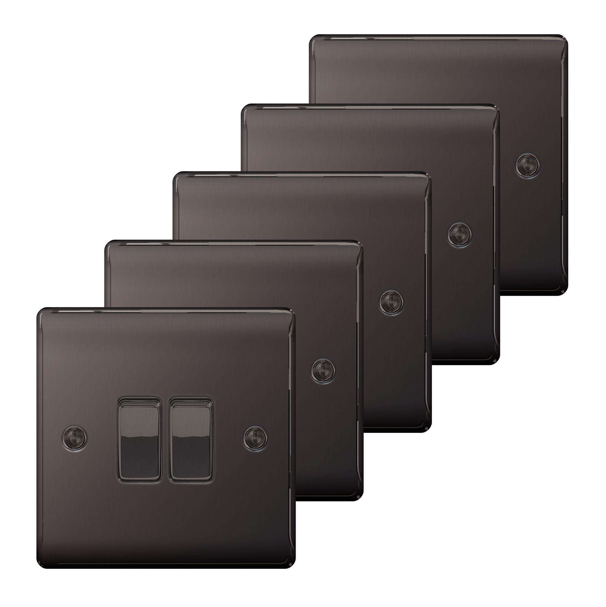 Nexus 10A 2Way Double Black Nickel Light Switch, Pack of 5