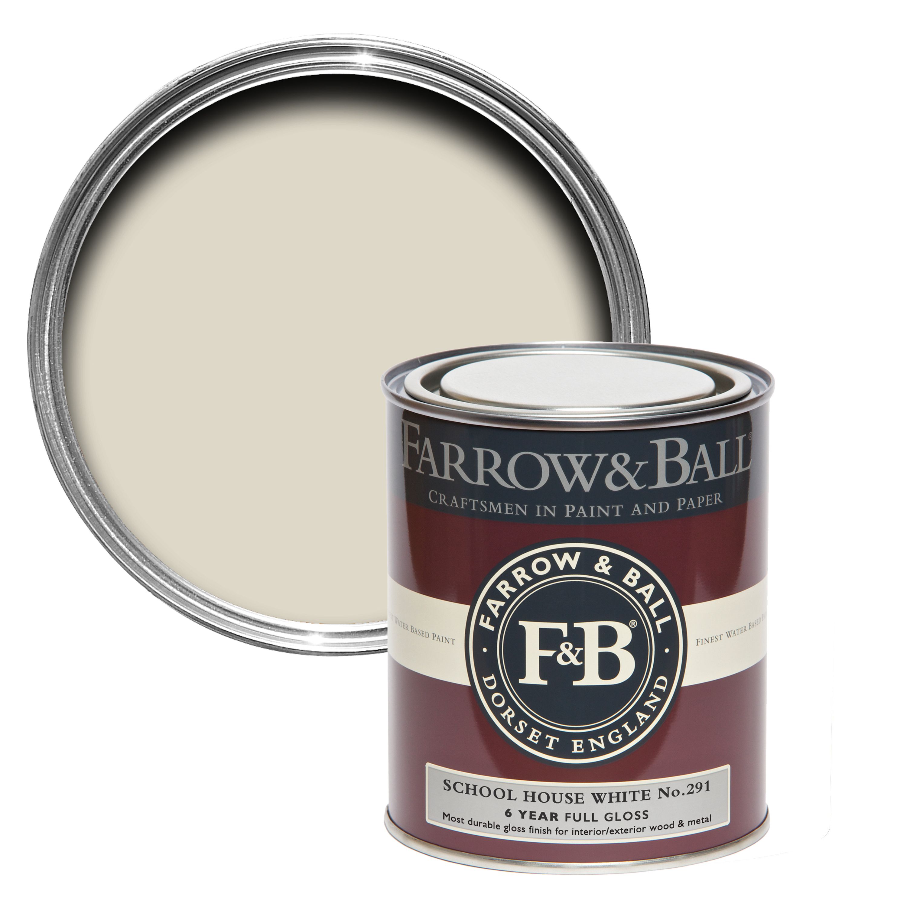 Farrow & Ball School house white no.291 Gloss Paint 0.75L Departments DIY at B&Q