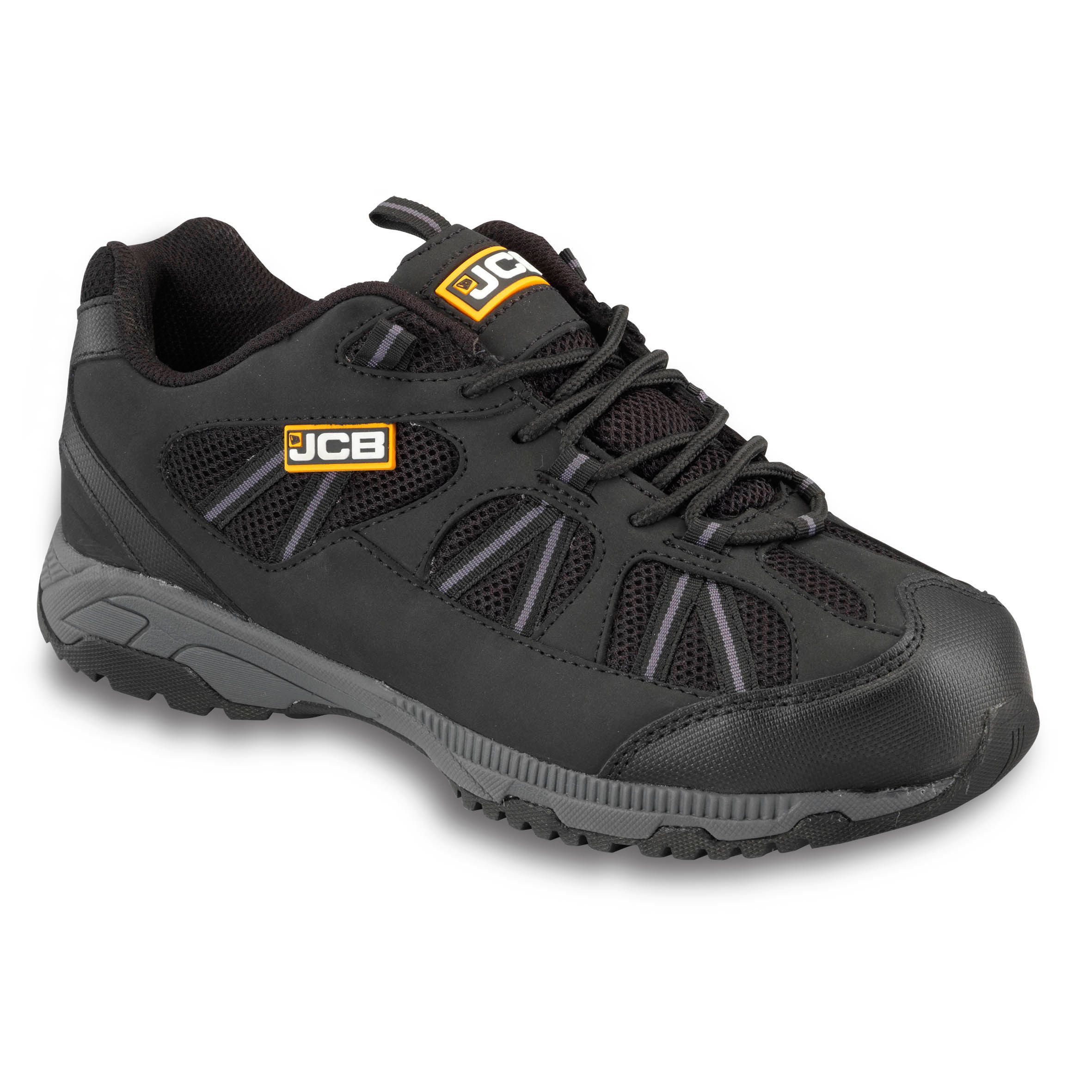 JCB Black & Grey Safety Trainers, Size 11 | Departments | DIY At B&Q