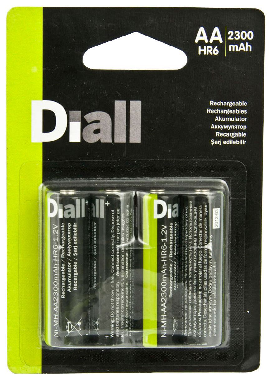 Diall Premium Rechargeable AA Battery, Pack of 4 | Departments | DIY at B&Q