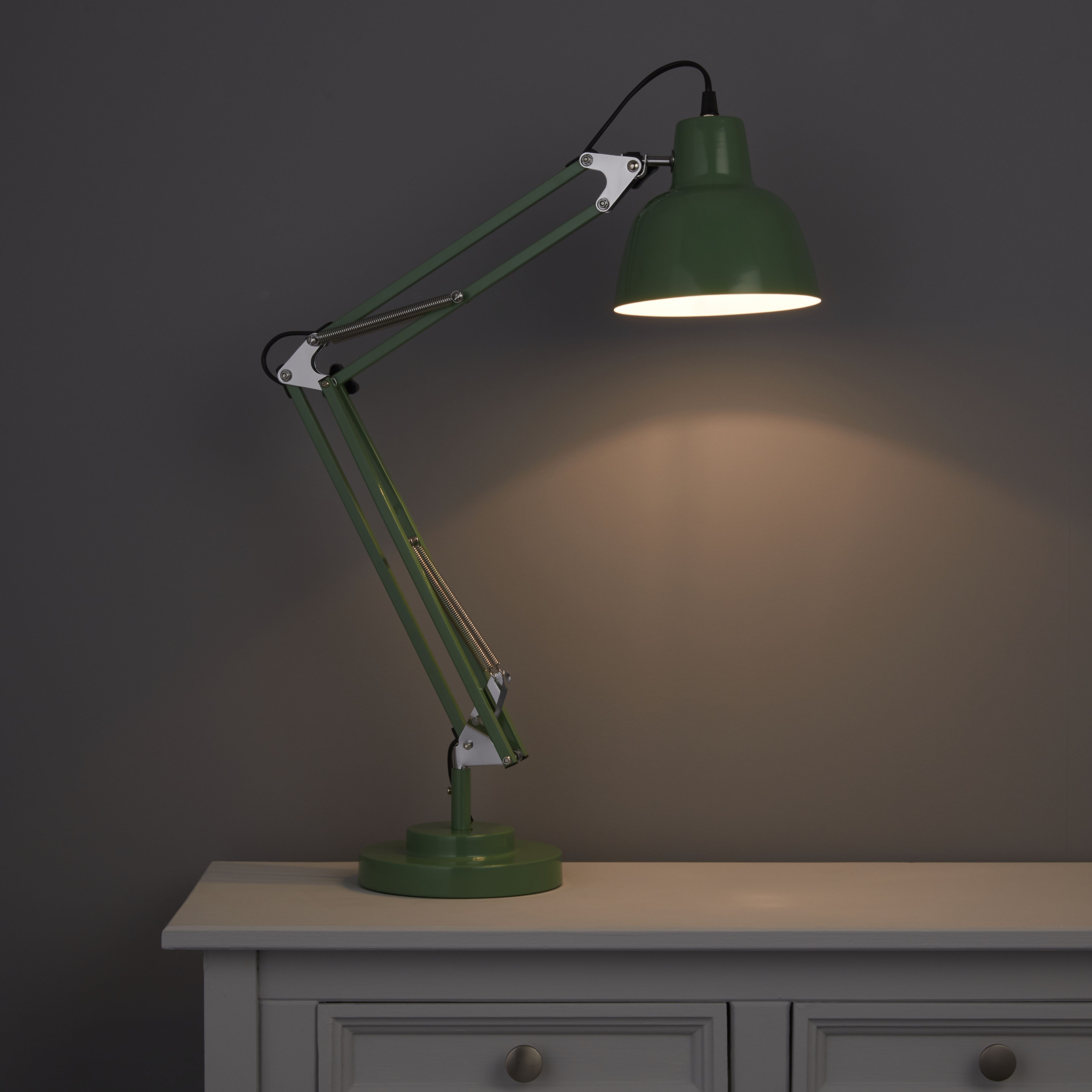 Colours ISAAC Matt Green CFL Desk lamp Departments DIY at B&Q