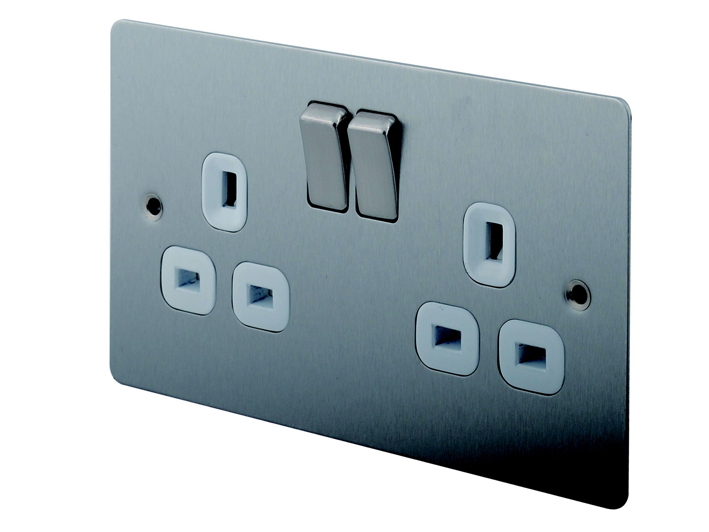 LAP 13A Stainless steel effect Socket, Pack of 5 Departments TradePoint