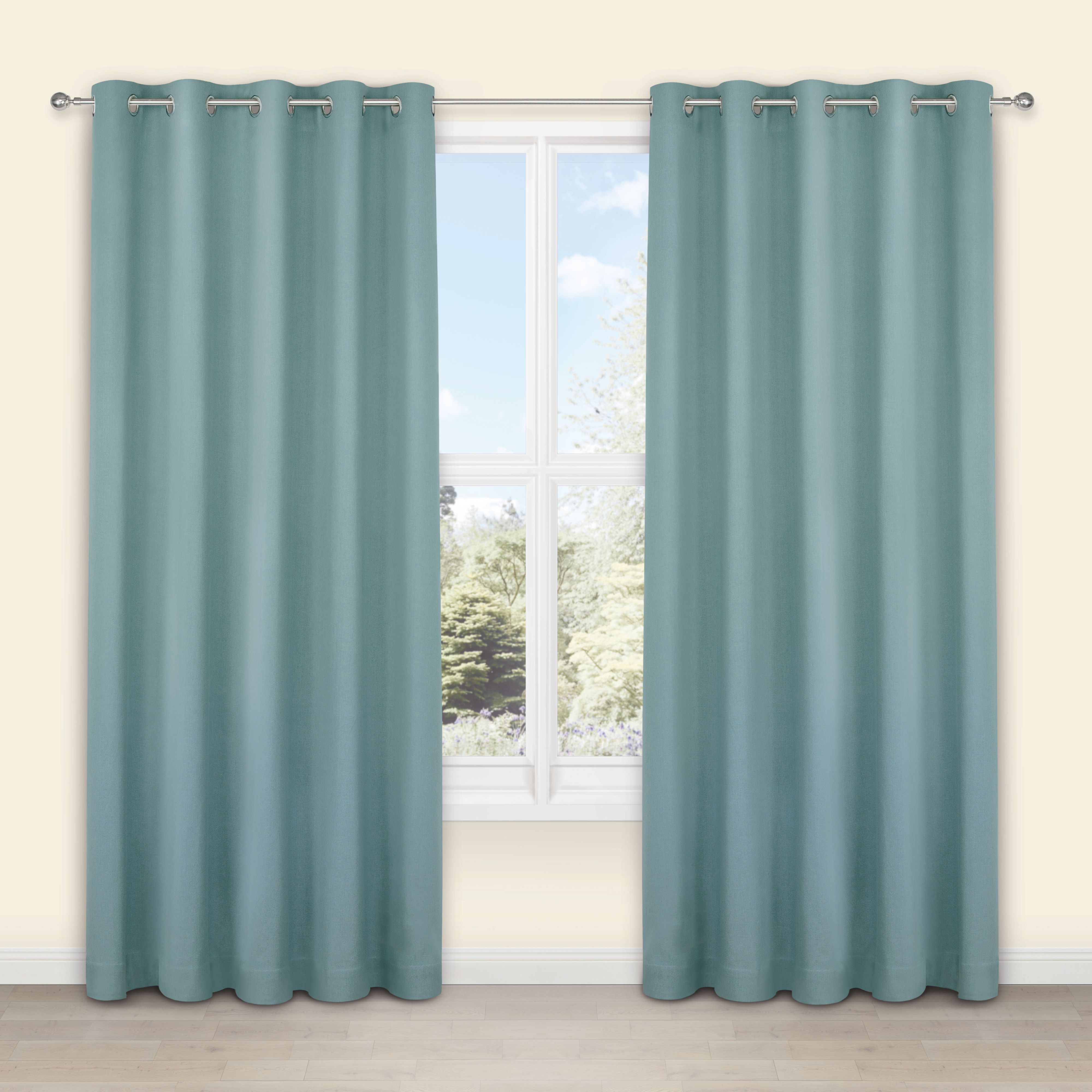 Salla Duck Egg Plain Lined Eyelet Curtains W 167cm L 183cm Pair