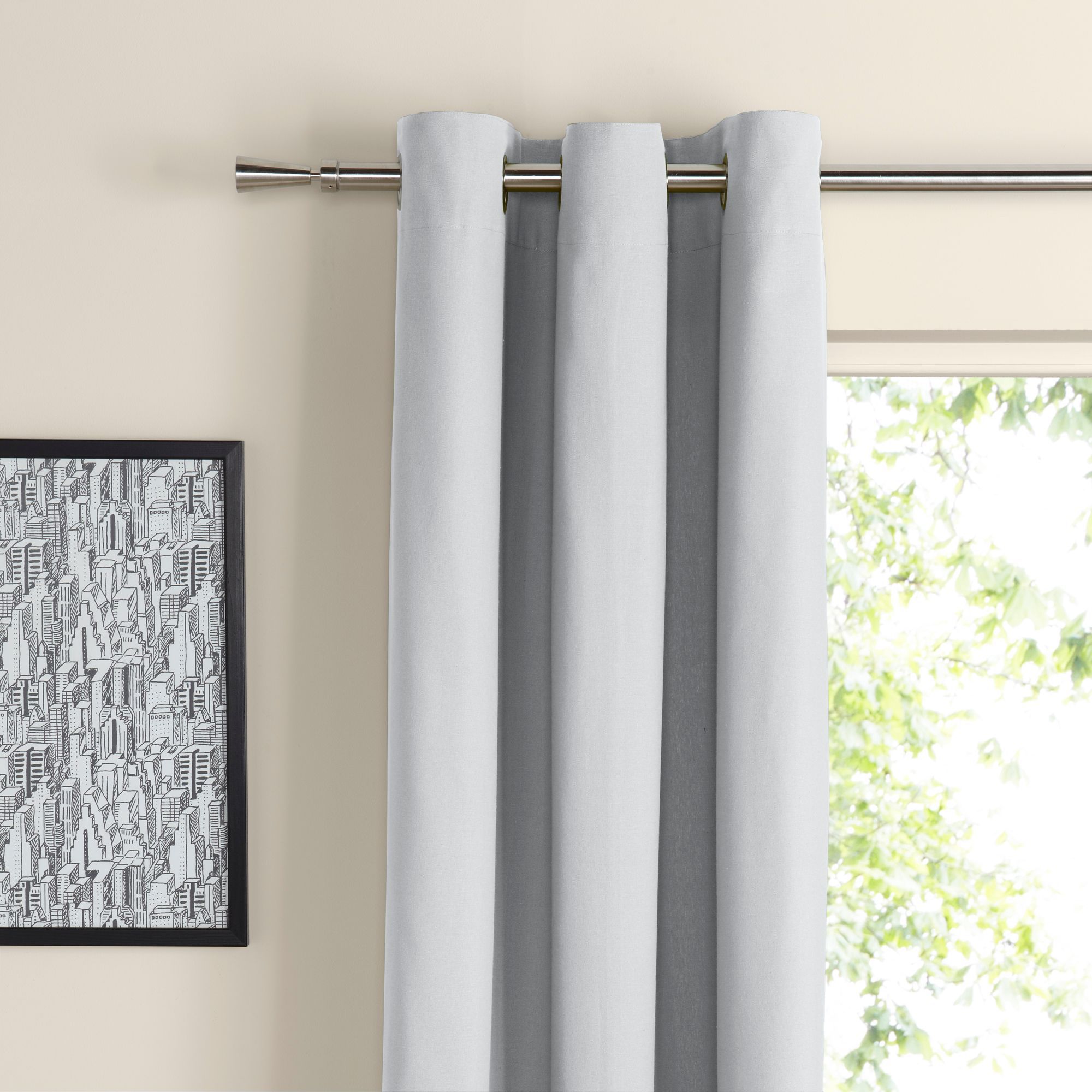 Zen Ecru Plain Unlined Eyelet Curtains W 167cm L 183cm Pair