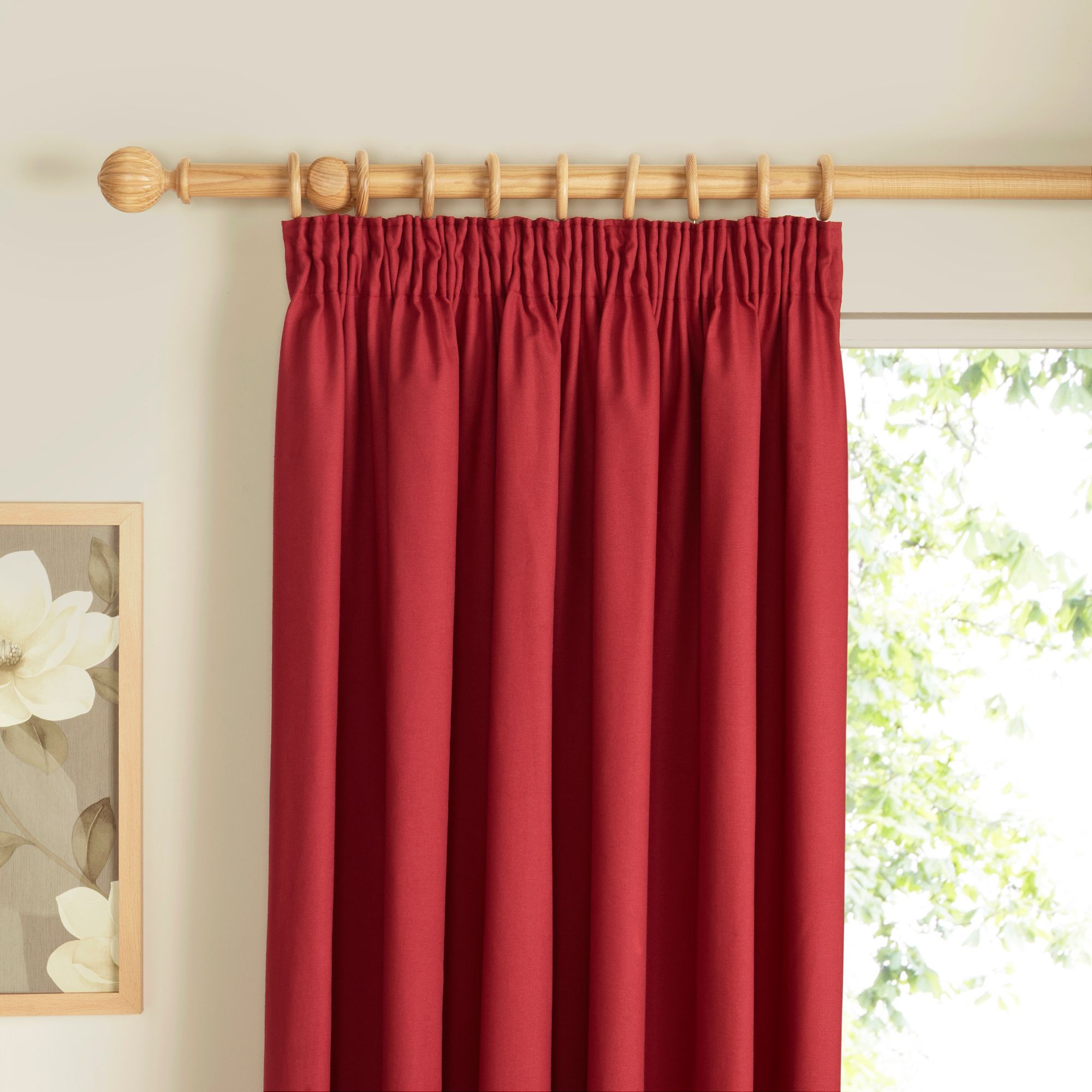Prestige Strawberry Plain Pencil Pleat Lined Curtains (W)167 cm (L)228