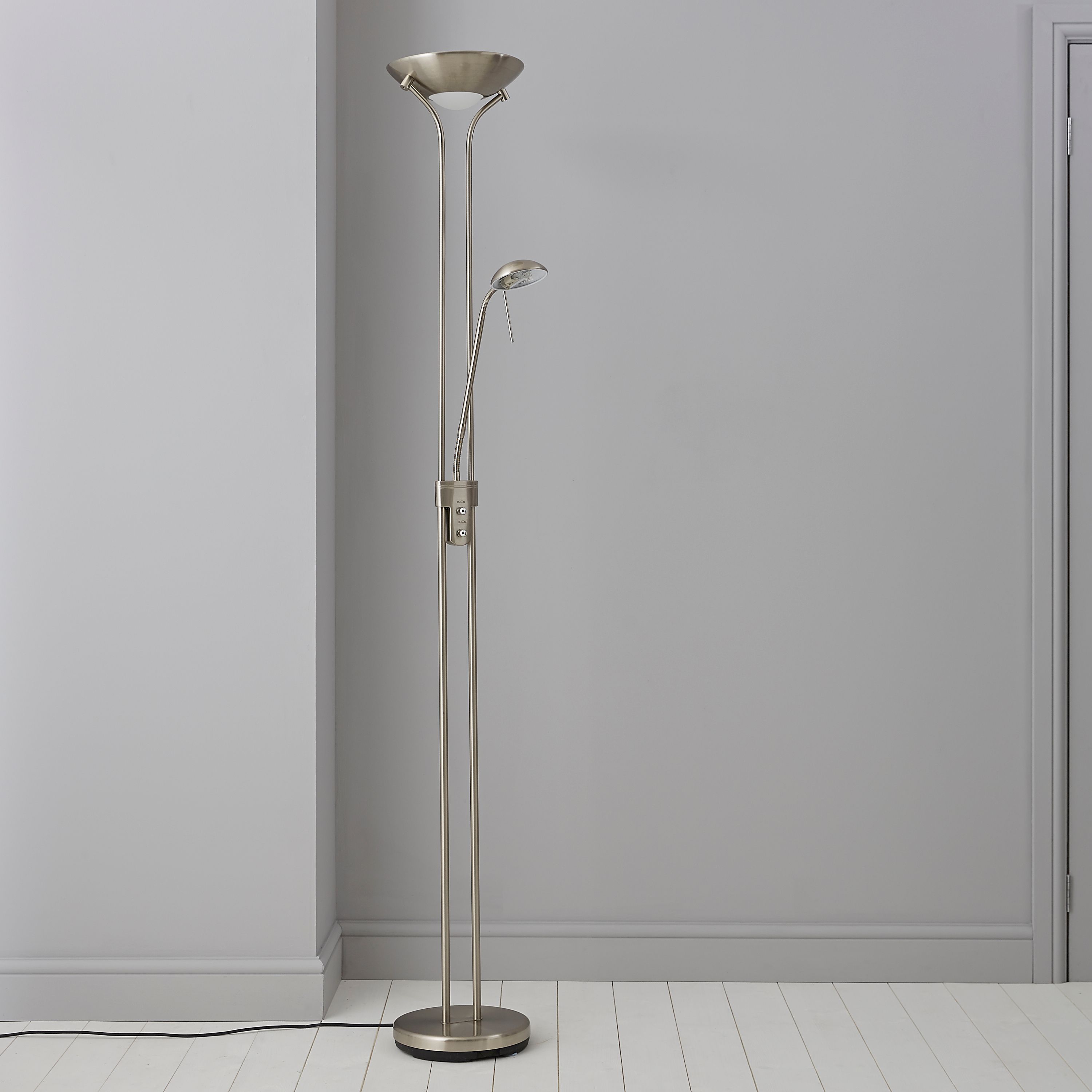 Mericourt Silver Chrome effect Floor lamp Departments DIY at B&Q