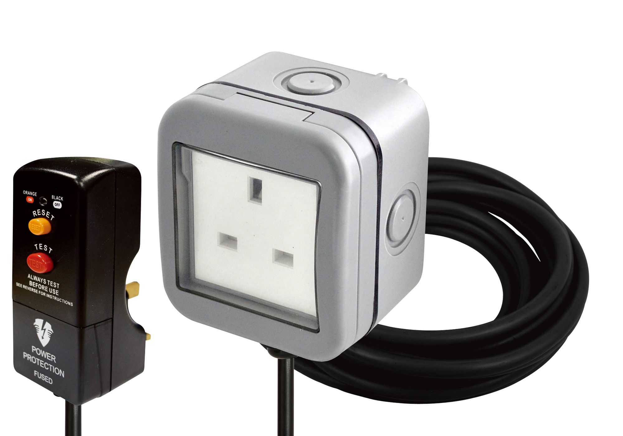 Diall Grey Raised Outdoor Socket & RCD Plug | Departments | DIY at B&Q