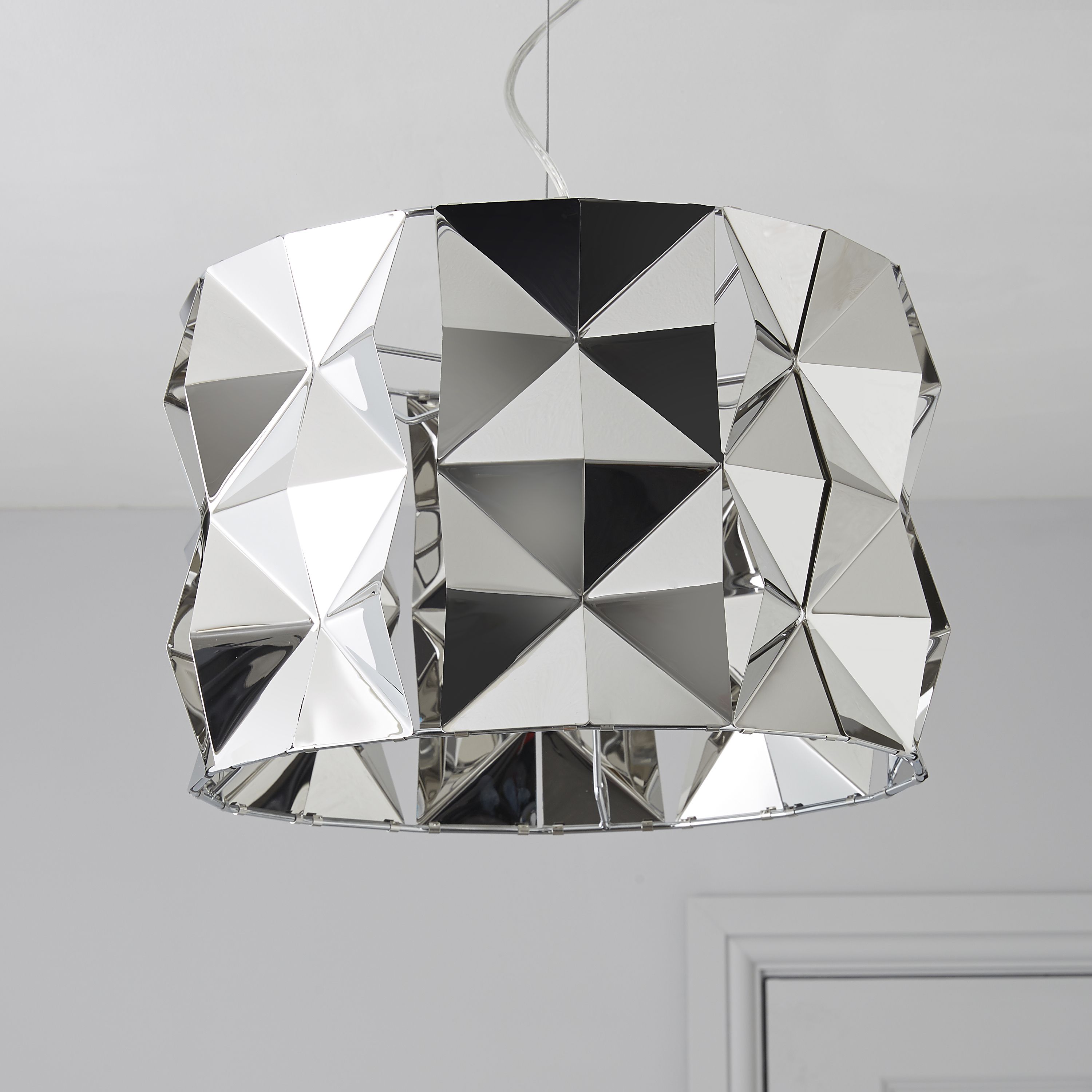 ciara faceted chrome effect pendant ceiling light | departments