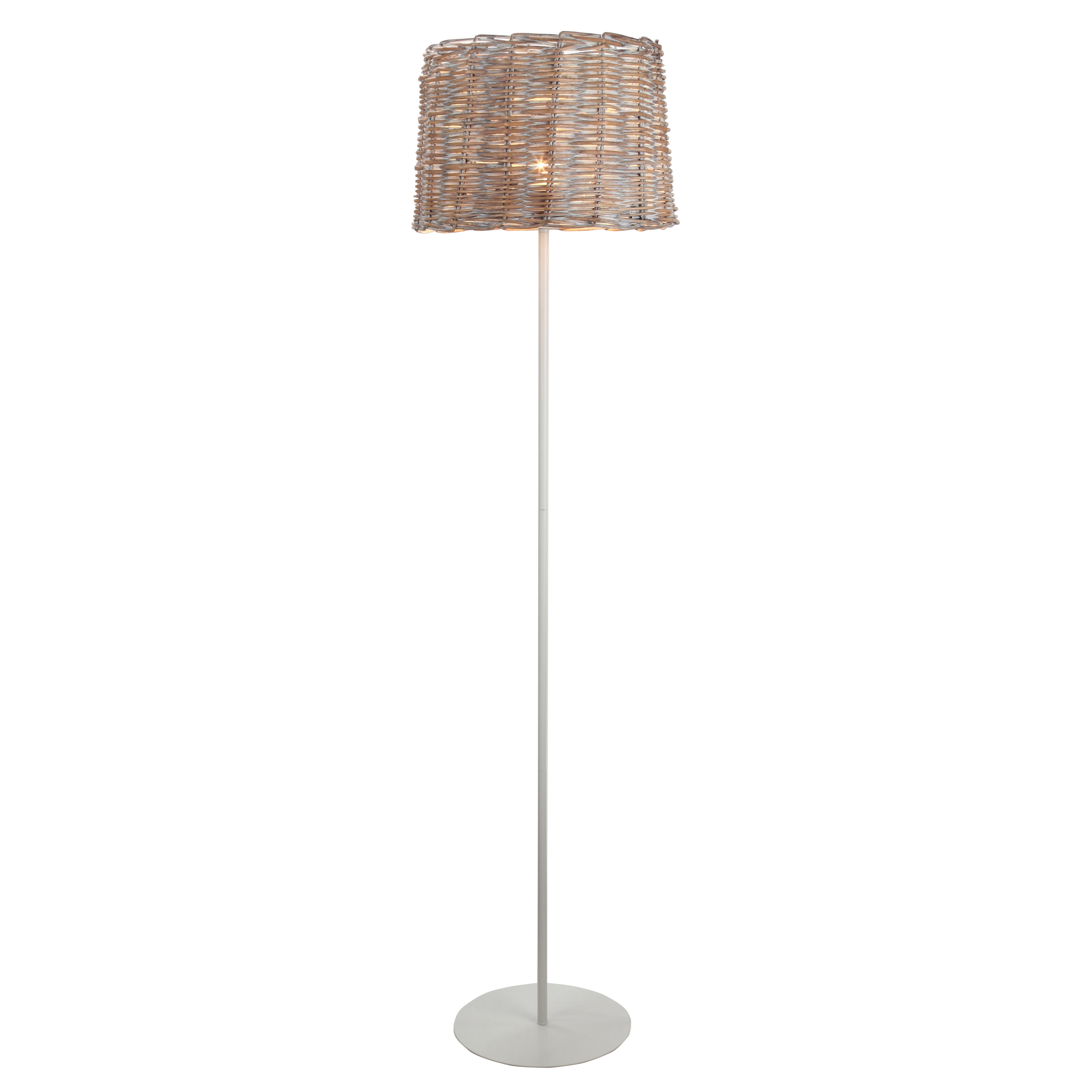 Hania Grey Off-White Washed Floor Lamp | Departments | DIY at B&Q