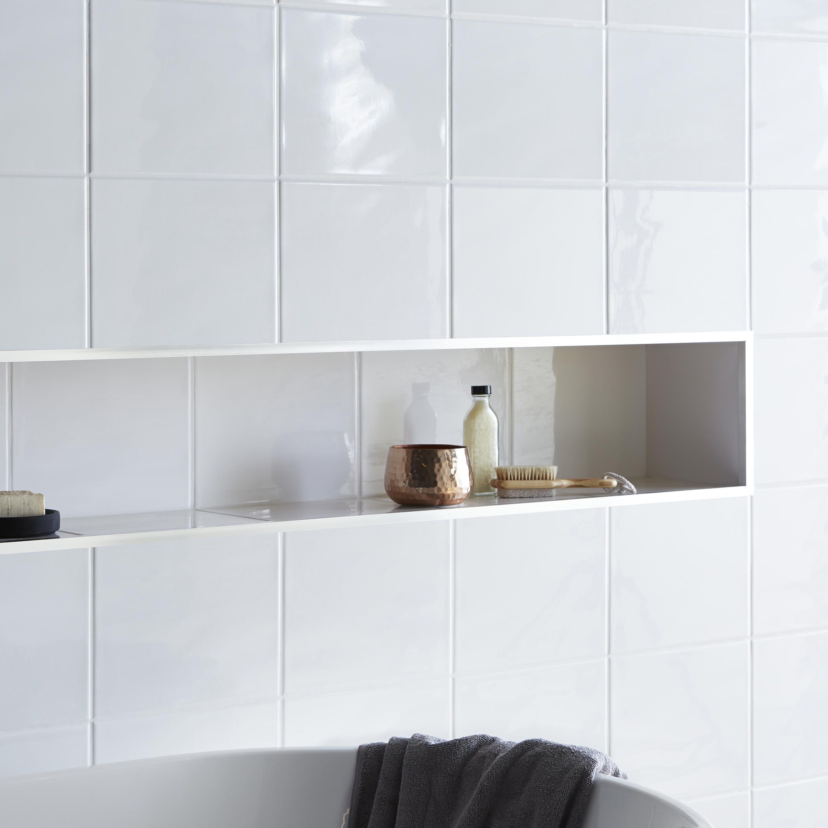 Holborn White Ceramic Wall Tile, Pack of 20, L250mm W200mm  Departments  DIY at B\u0026Q