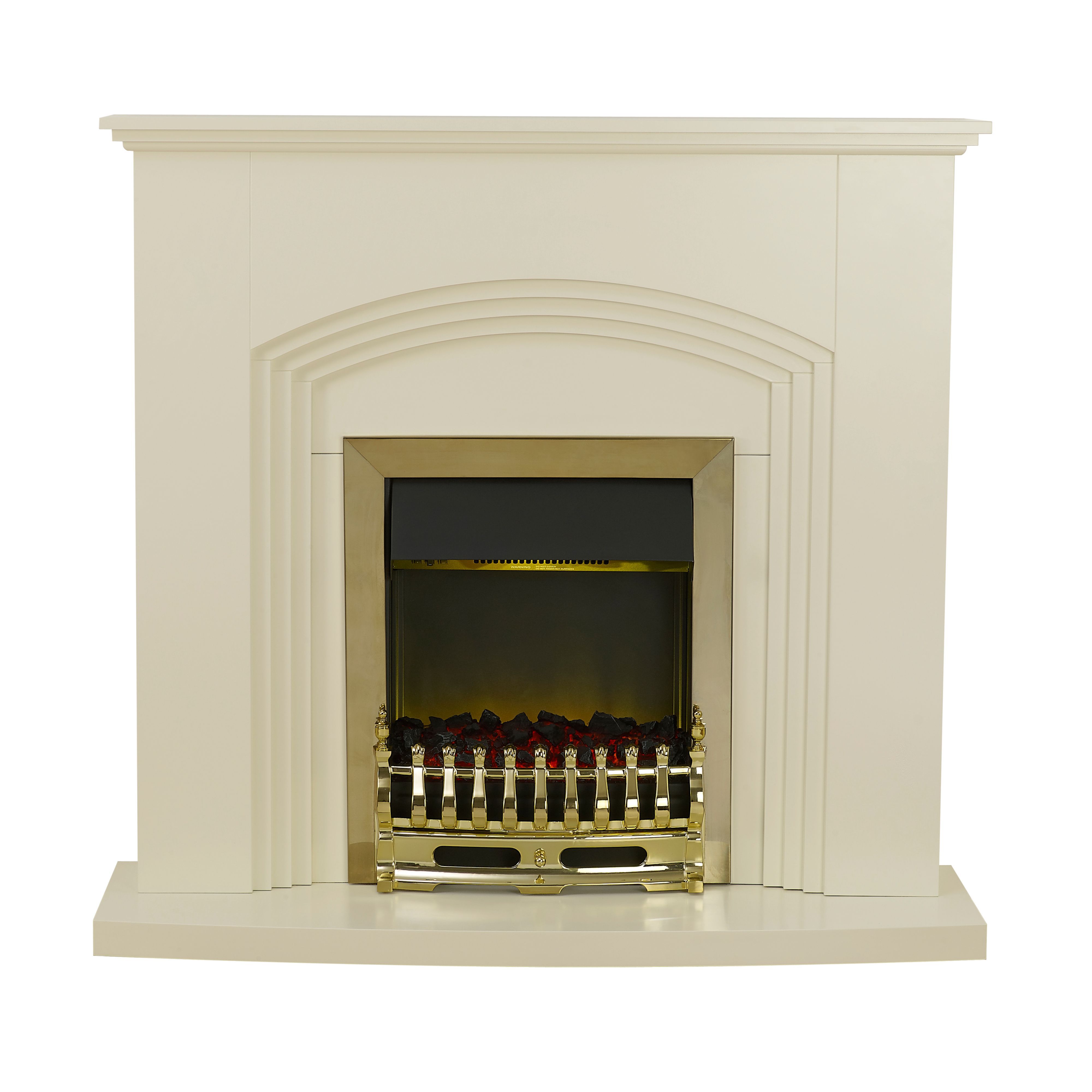 Blyss Kirkdale Cream Brass Effect Electric Fire Suite