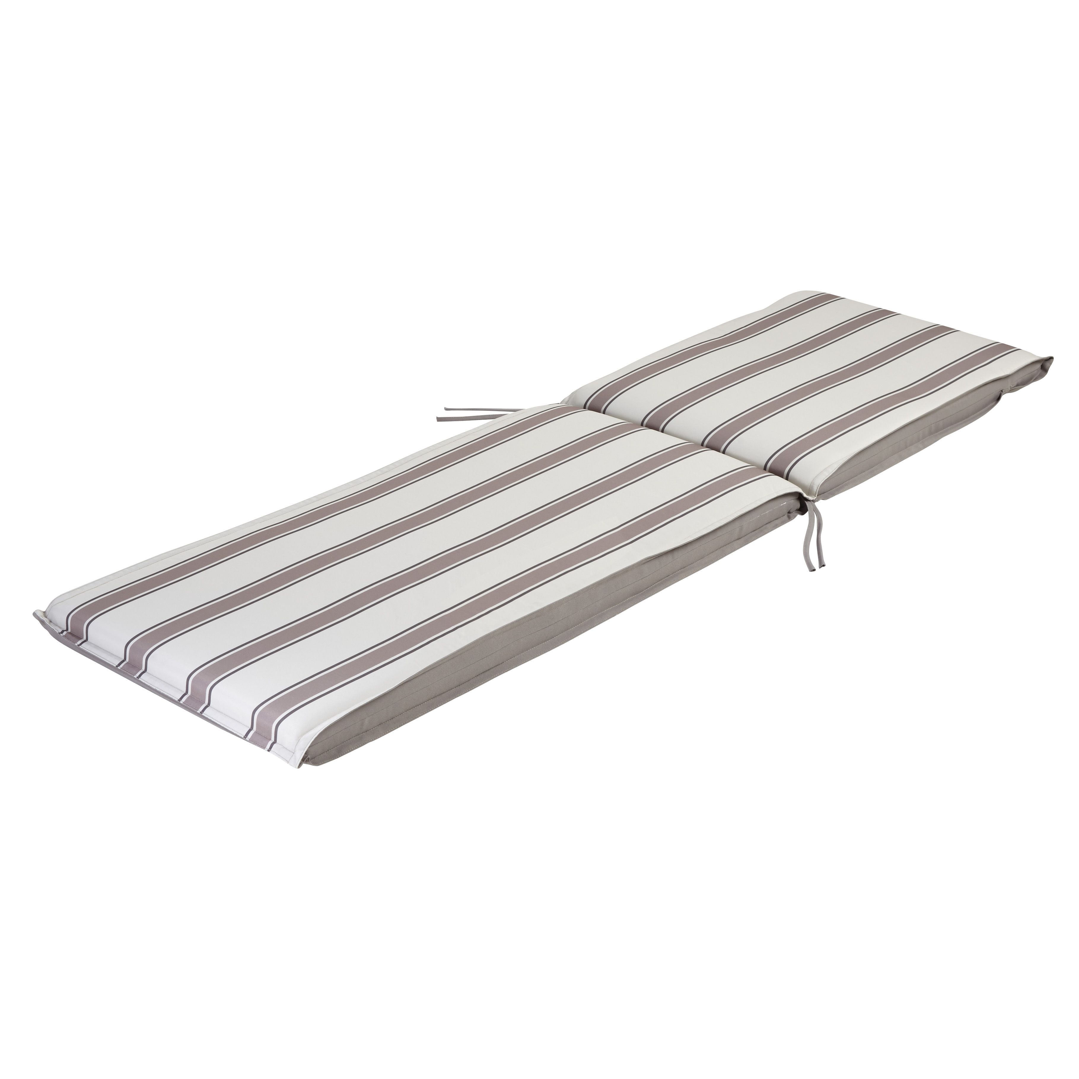 Isla Striped Beige & Cream Sunlounger Cushion | Departments | DIY at B&Q