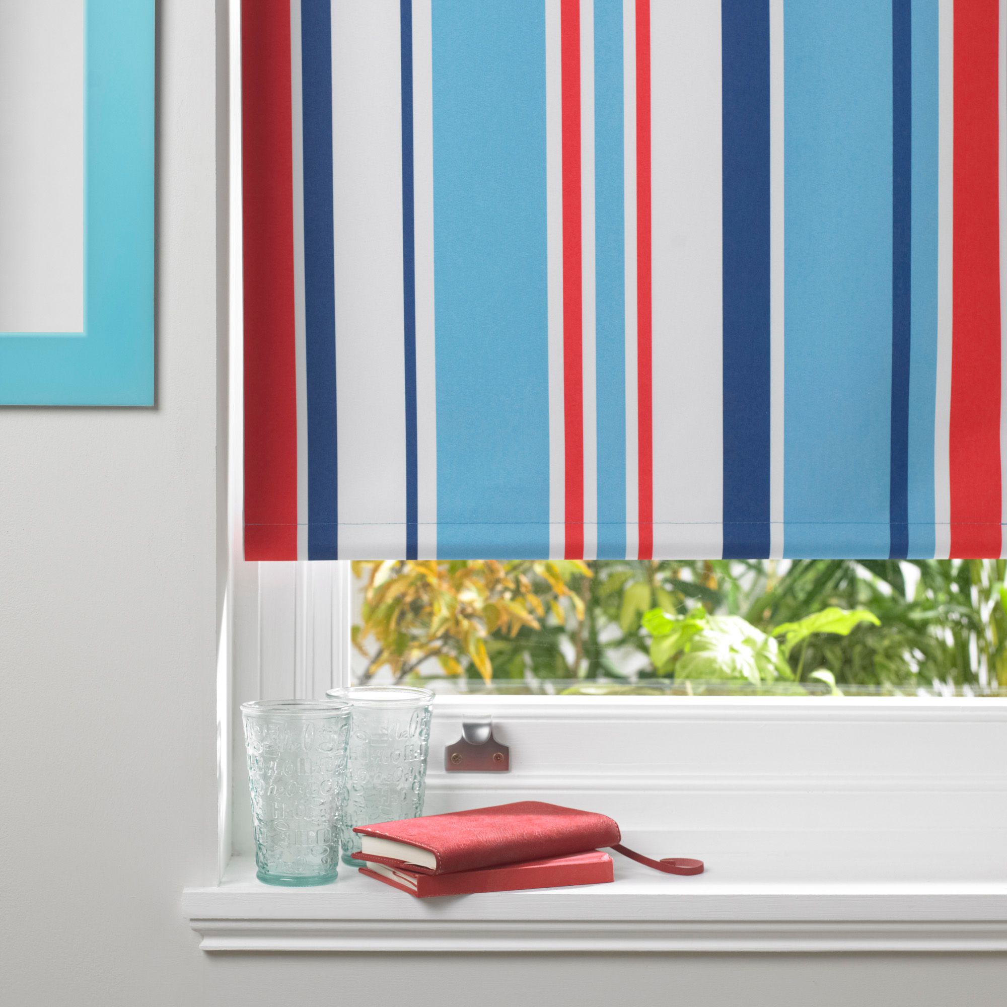 Colours Keel Corded Blue, Red & White Roller Blind (L)160 Cm (W)90 Cm ...