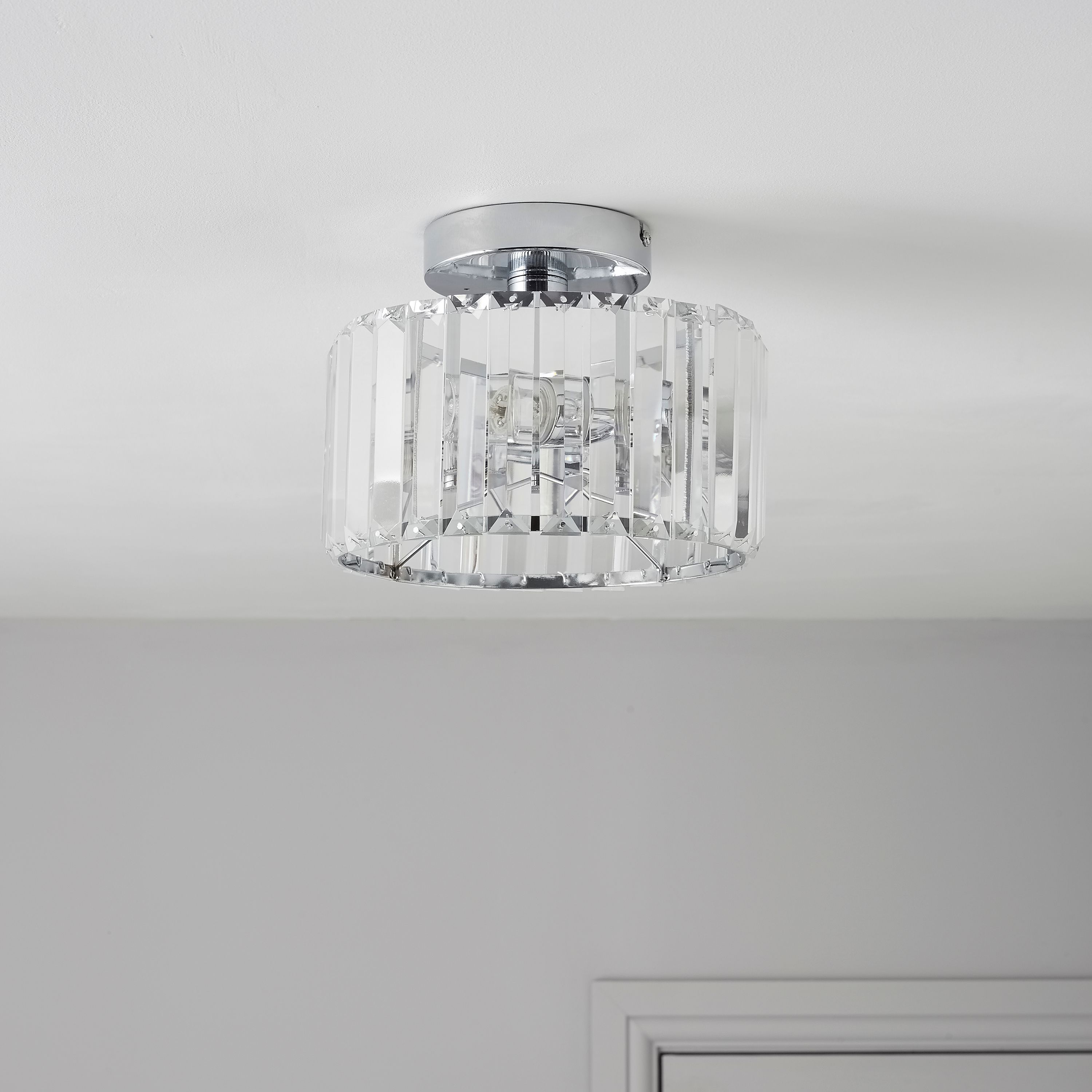 Pereti Cut glass 2 Lamp Flush ceiling light | Departments ...