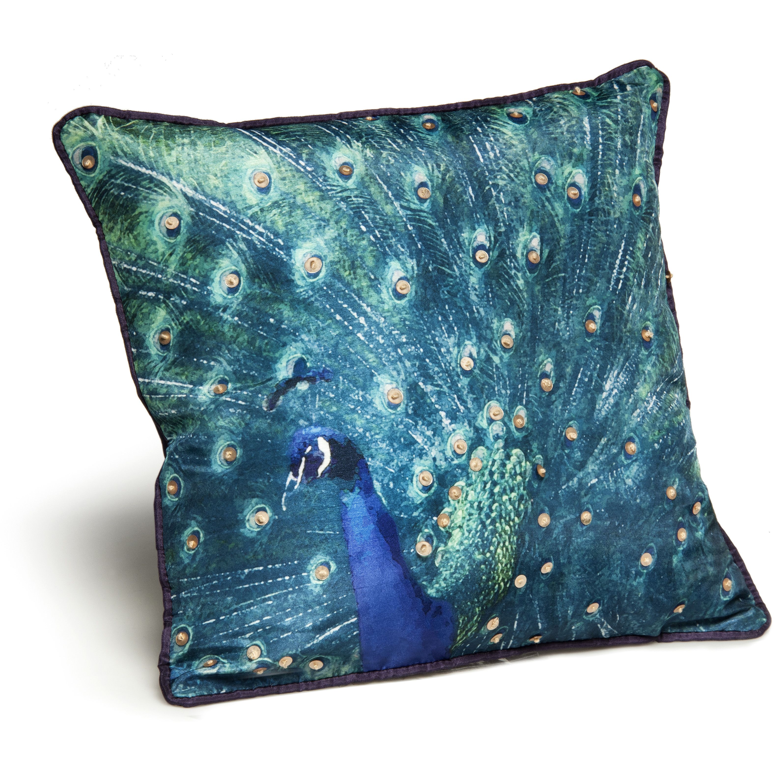 Beagent Peacock Sequin Teal Mini Cushion | Departments 