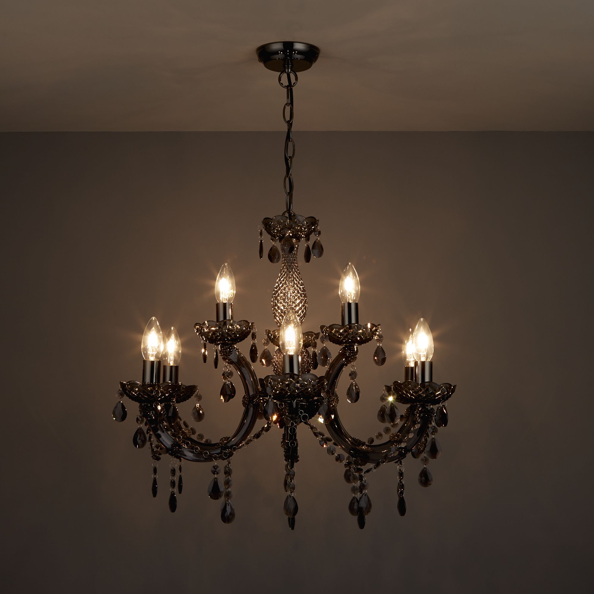 Annelise Crystal Droplets Smoked 9 Lamp Chandelier Departments DIY