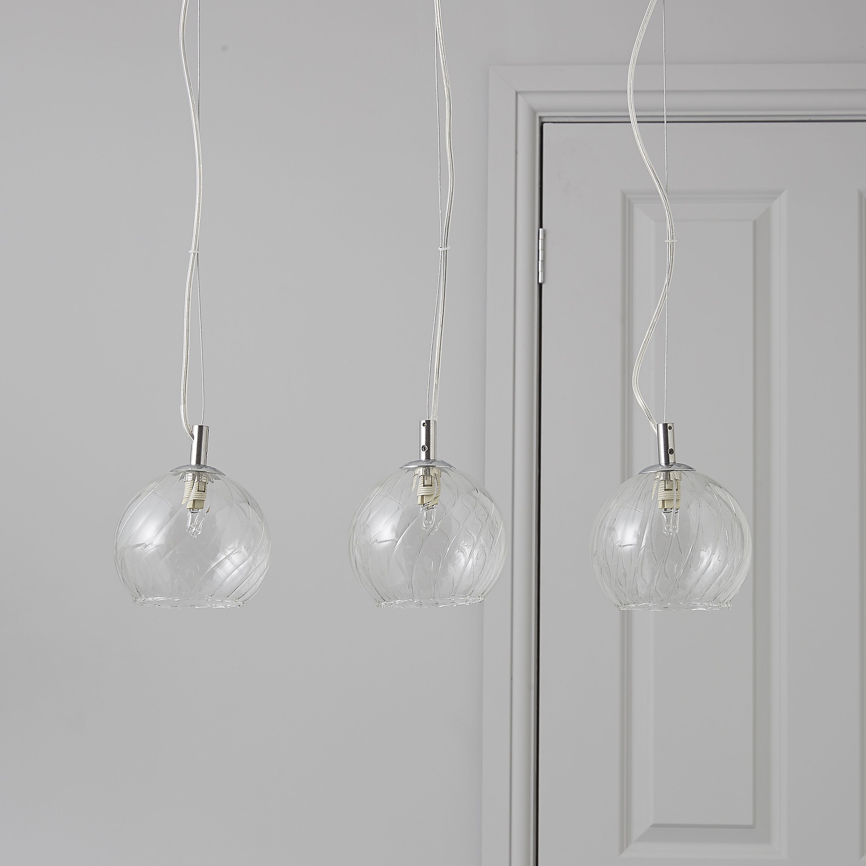 Swirl Embossed Glass 3 Lamp Pendant Ceiling Light | Departments | DIY at B&Q