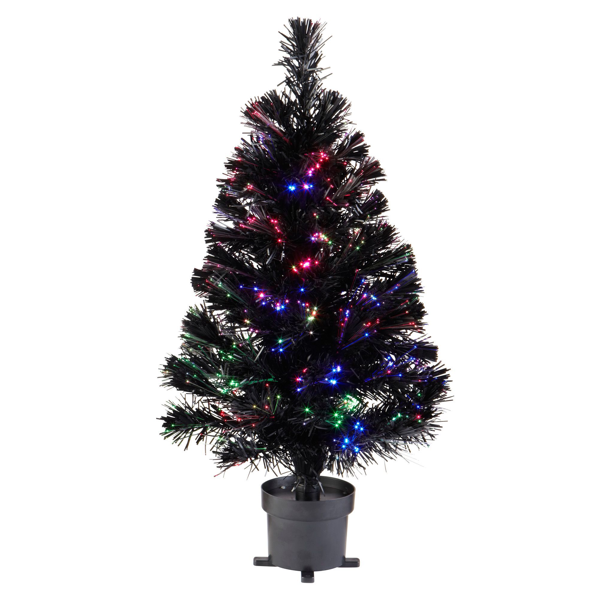 2 ft Black Fibre Optic Black PreLit Christmas Tree Departments DIY