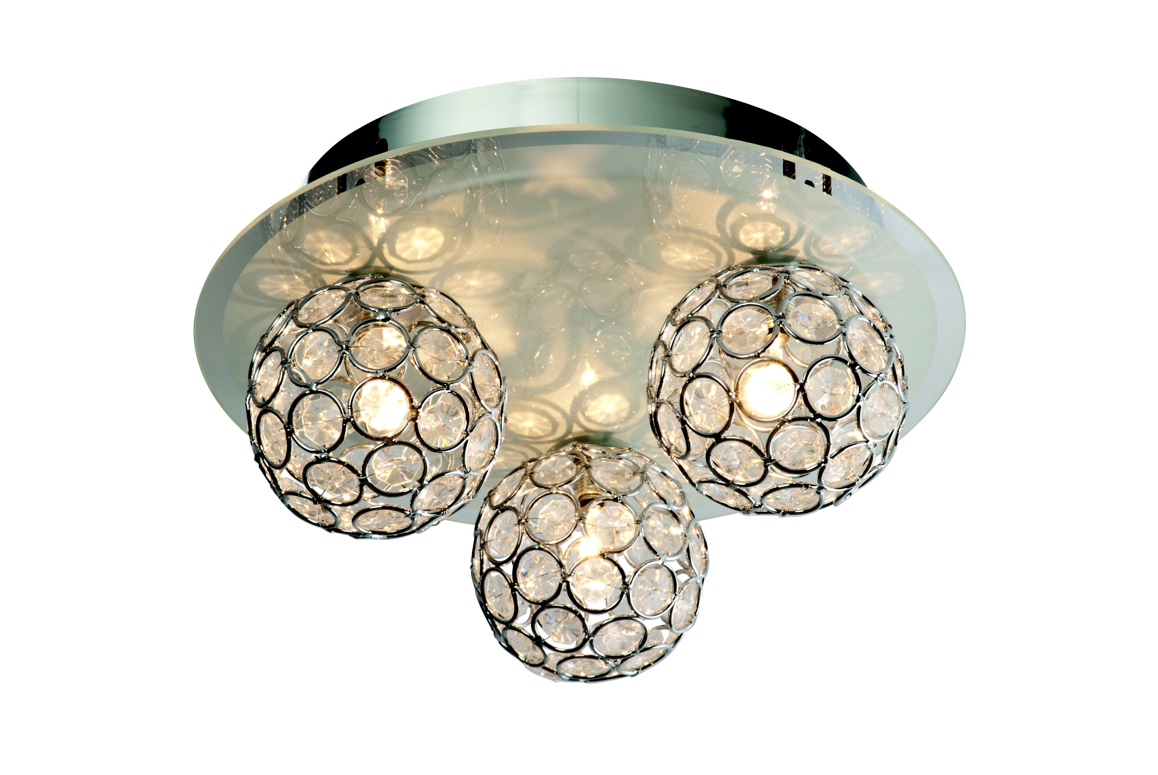 Chameleon Crystal Circle Colour Changing 3 Lamp Ceiling Light